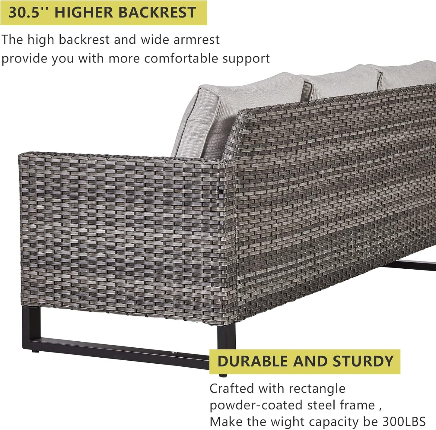 HUMMUH Patio Furniture Set 5 Piece Outdoor Sectional Sofa,PE Wicker Patio Swivel Rocker Chairs with Ottomans for Porch,Garden,Backyard