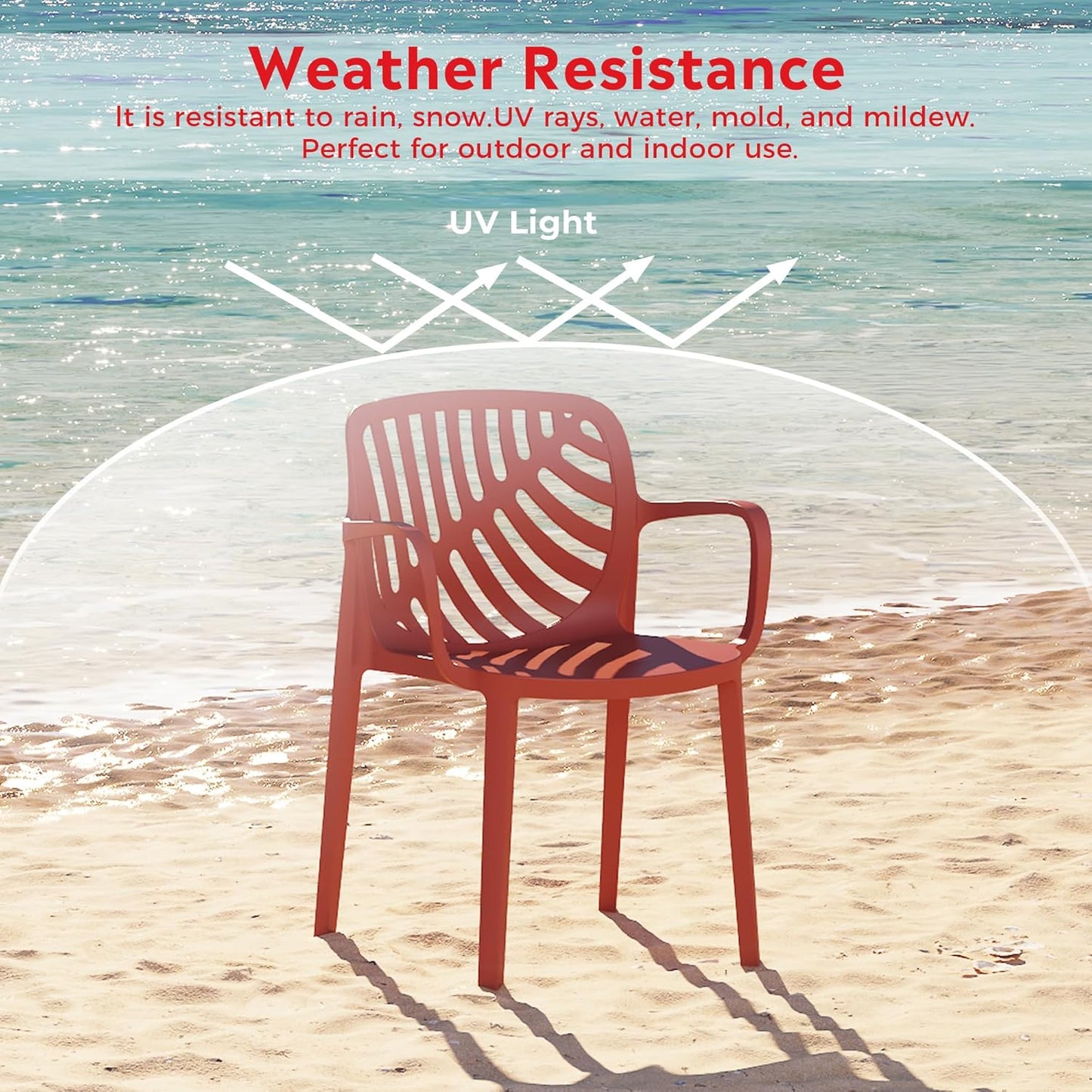 5 Piece Patio Furniture Set, HDPE Patio Square Bistro Table and Stackable Chairs Sets for 4, Outdoor Furniture All Weather for Backyard Poolside, Red