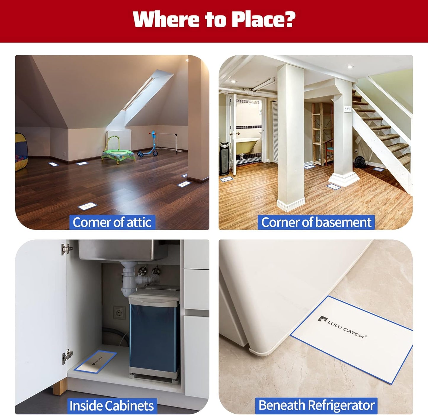 LULUCATCH Cricket & Insect Glue Traps 24 Pack, Adhesive Bug Catcher, Pre-Baited Spider Scorpion Trap, Non-Toxic Glue Boards Indoor for Home Catching Bugs,Small Mice & Rodents, Pet Safe Pest Control