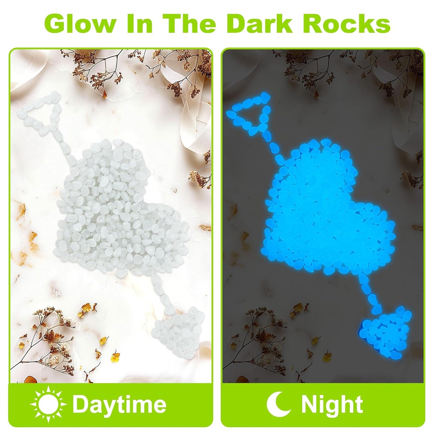 White Glow Stones Glow in The Dark Rocks Outdoor Decorative Stones Luminous Stones for Walkway Pathway Backyard Glowing Rocks for Garden Aquarium Patio Lawn(1000pcs)