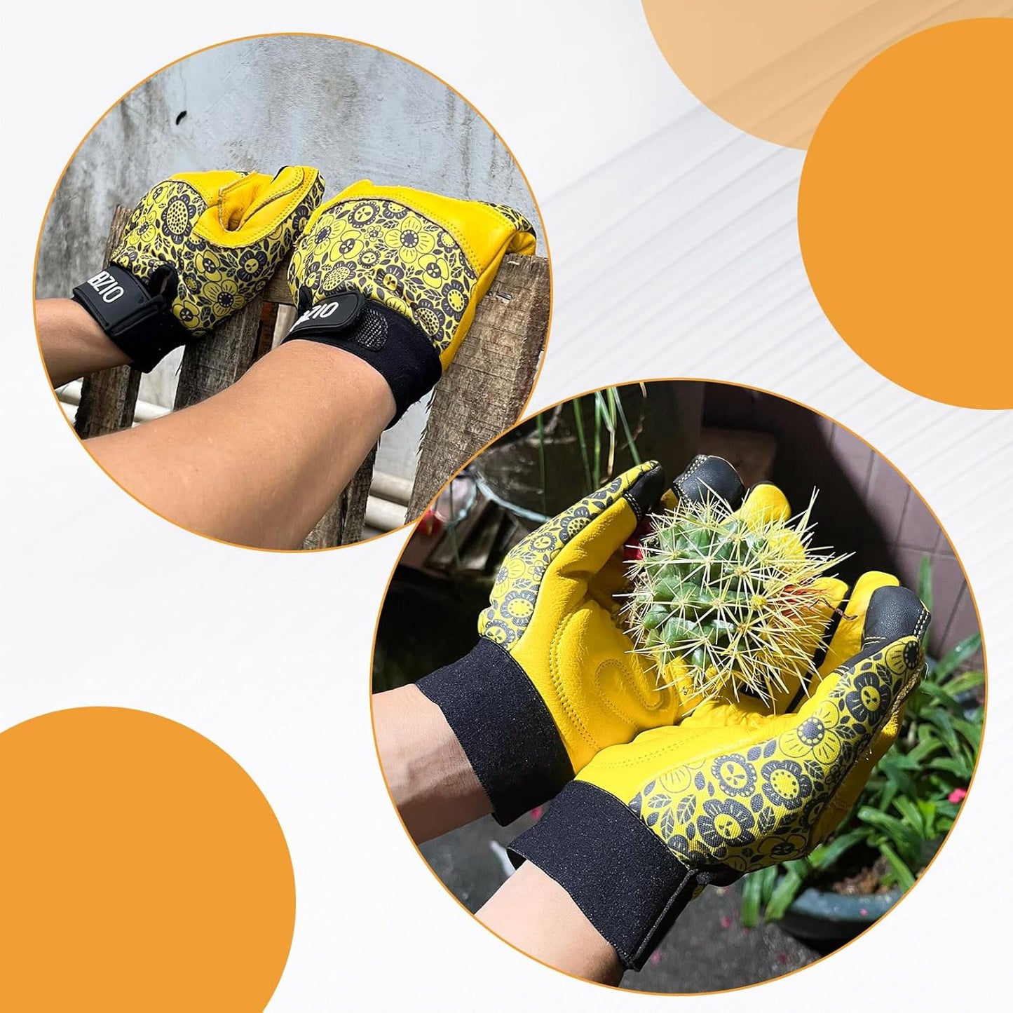 Cowhide Leather Thorn Proof & Puncture Resistant Gardening Gloves for Women and Men, Touchscreen Compatible Working Gloves for Weeding, Digging, Planting, Gardening Gifts for Women (Size Medium)