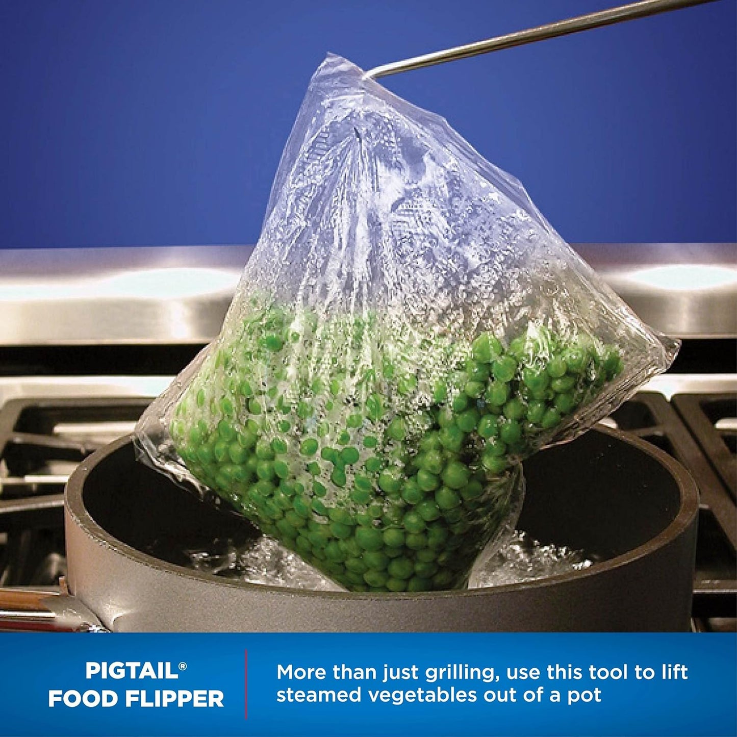 Jaccard Pigtail Food Flipper, Hardwood Handle/Stainless Steel, Combo (Blister Pack)