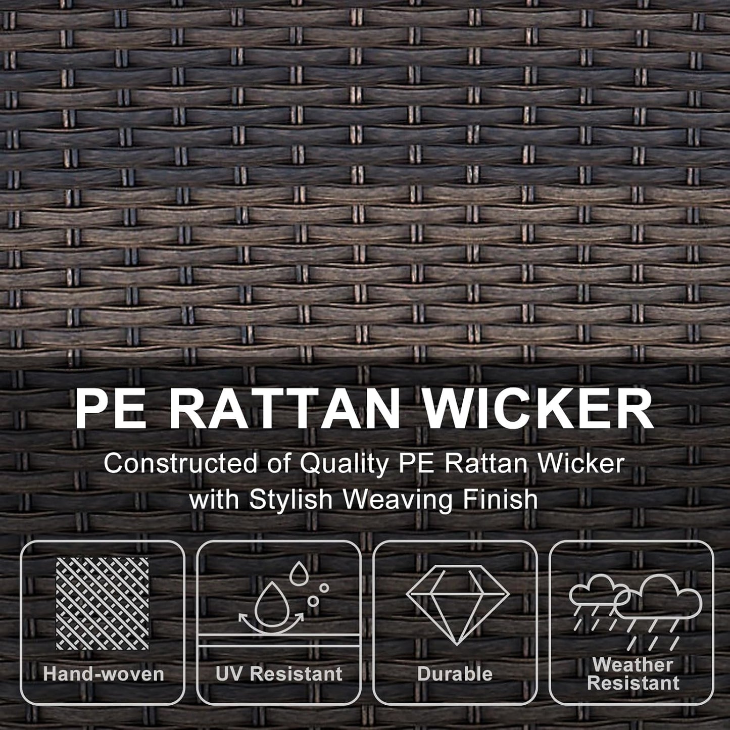 HUMMUH Outdoor Wicker Chairs Patio Dining Chairs Set of 2 with High Back and Deep Seat for Garden,Porch,Backyard,Balcony (Brown/Blue)