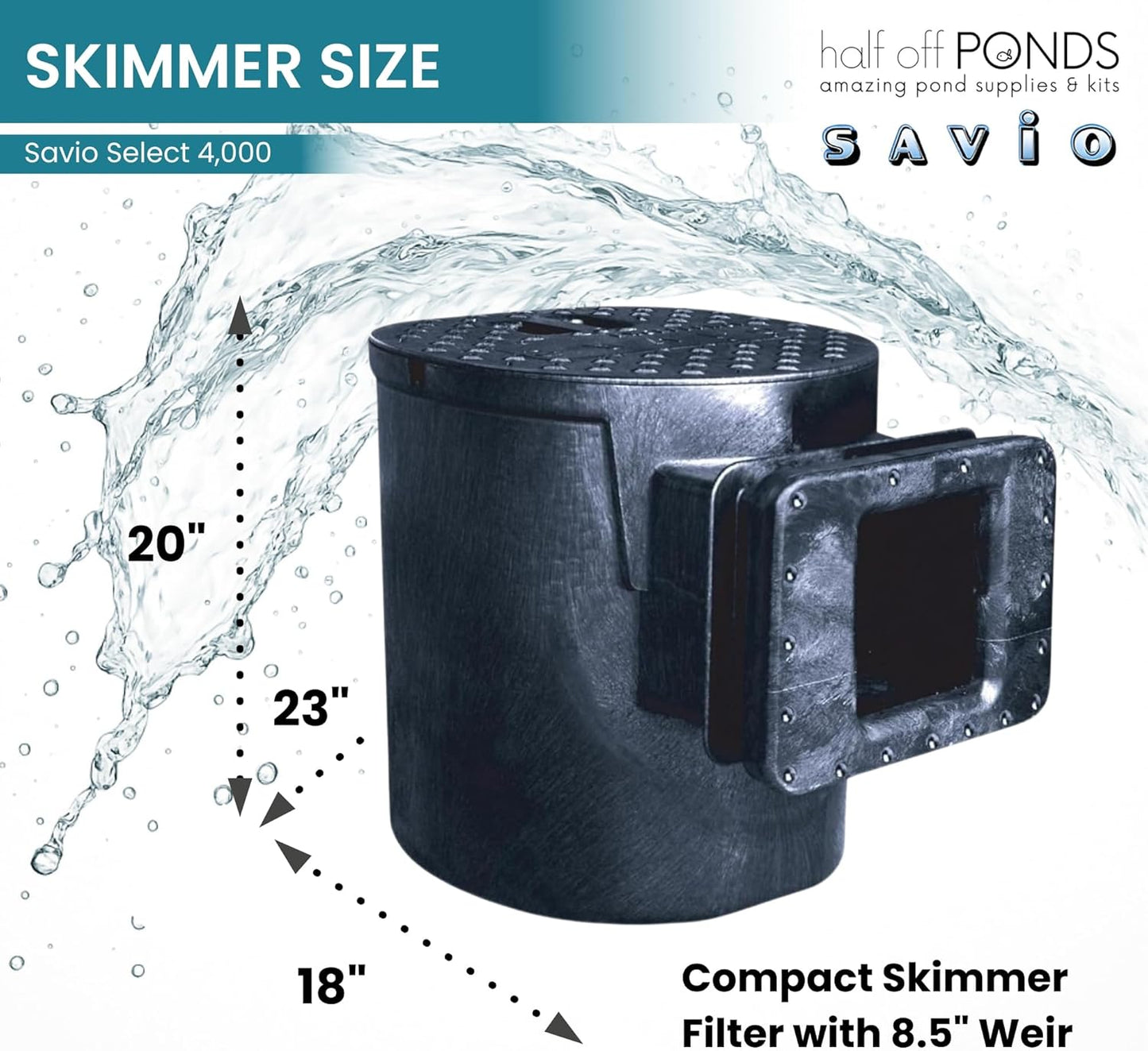 HALF OFF PONDS Savio Select 4,000 GPH Submersible Pump Pond Kit with 10' x 15' PVC Plastic Pond Liner, UV Clarifier for Water Garden & Koi Pond