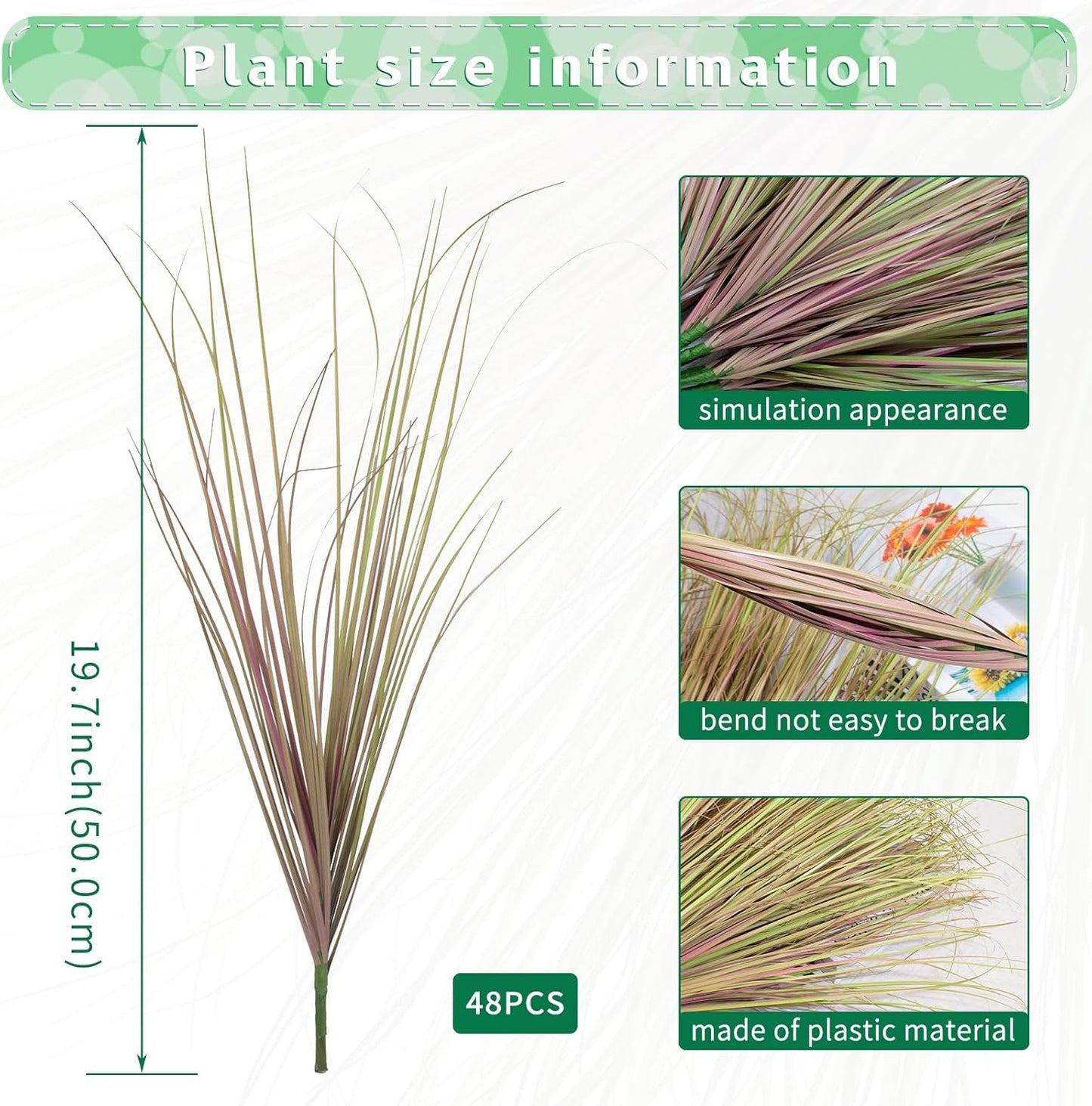 48Pcs Artificial Grass Plants, Faux Shrubs Wheat Grass, Artificial Tall Grass Fake Plants for Outdoor Decor,Artificial Greenery Stems Weed for Room Indoor Home Decor（Light Purple）