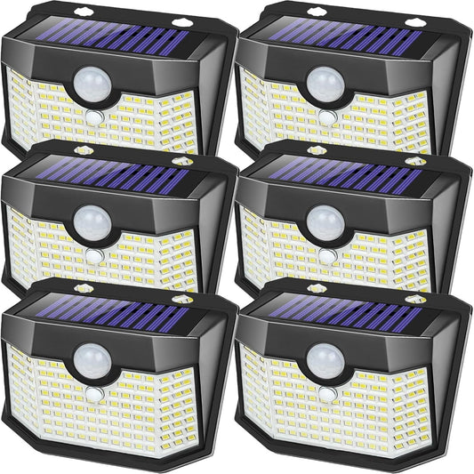 Aootek 6 Pack Solar Motion Sensor Outdoor Lights, Modern Black Oval Wall Lights with 3 Lighting Modes, Waterproof for Garden, Patio, Garage, Yard, Deck