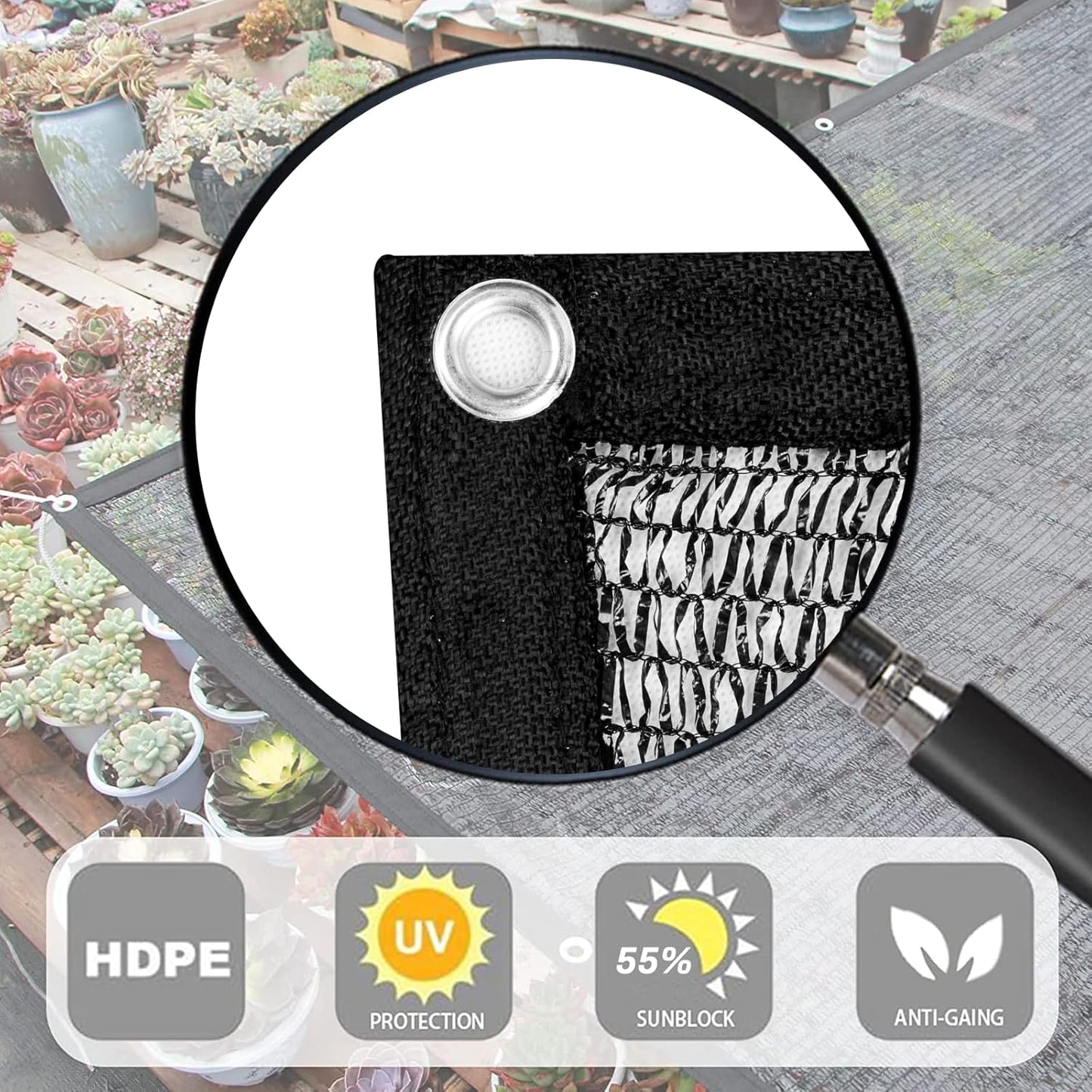 LOVE STORY 20x30FT 55% Black Shade Cloth Sun Shade Net with Grommets Sunblock Net Mesh Tarp for Garden,Plants Cover,Greenhouse and Patio