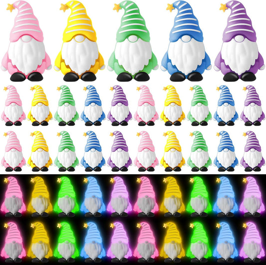 25 Pcs Luminous Mini Gnomes Figurines Fairy Glow in Dark Garden Miniature Gnome Figurines Decor Funny Poses Garden Yard Home Patio Lawn Backyard Hide See DIY Craft