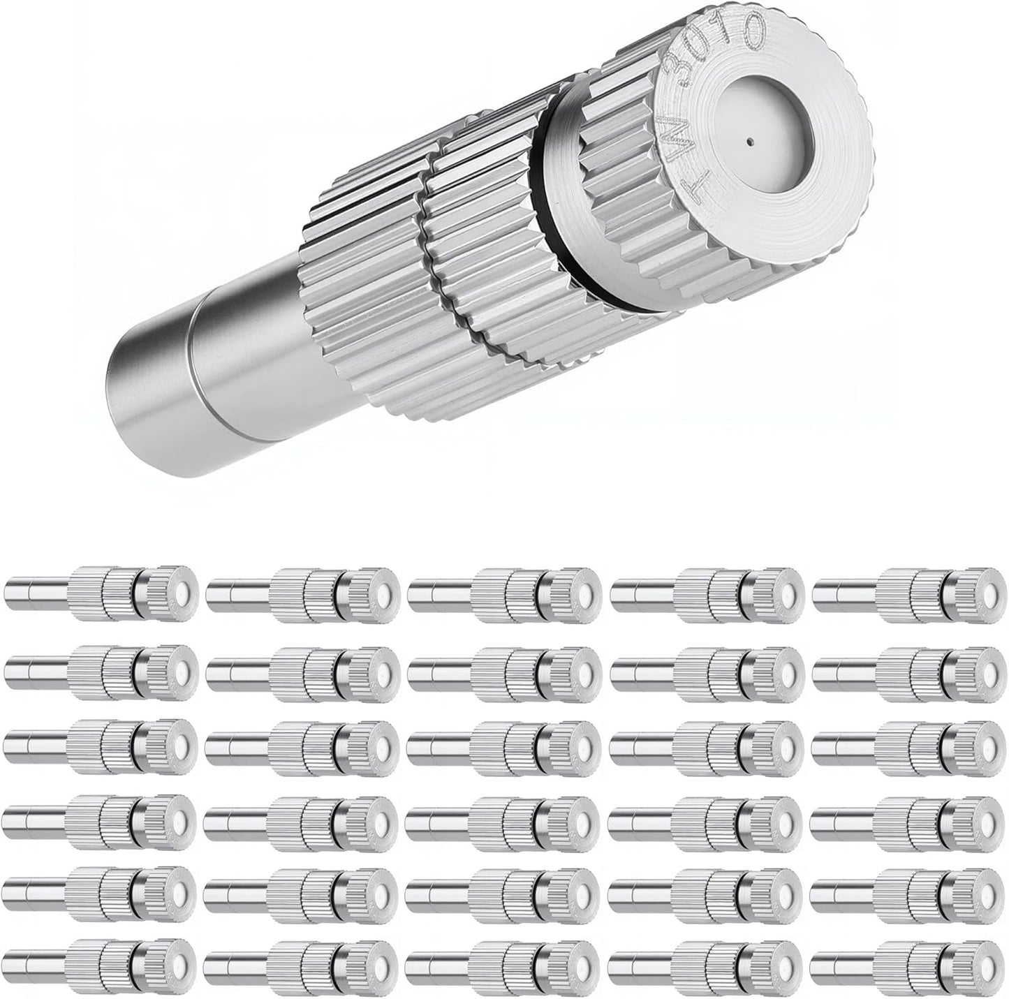Mornajina 30 Pcs Brass Misting Nozzles Mister Replacement Nozzles with Filter Mesh Fit 1/4" Water Misting Nozzle Tees, 0.012"/0.3mm Orifice Misting System Heads Sprayer for Outdoor Cooling System