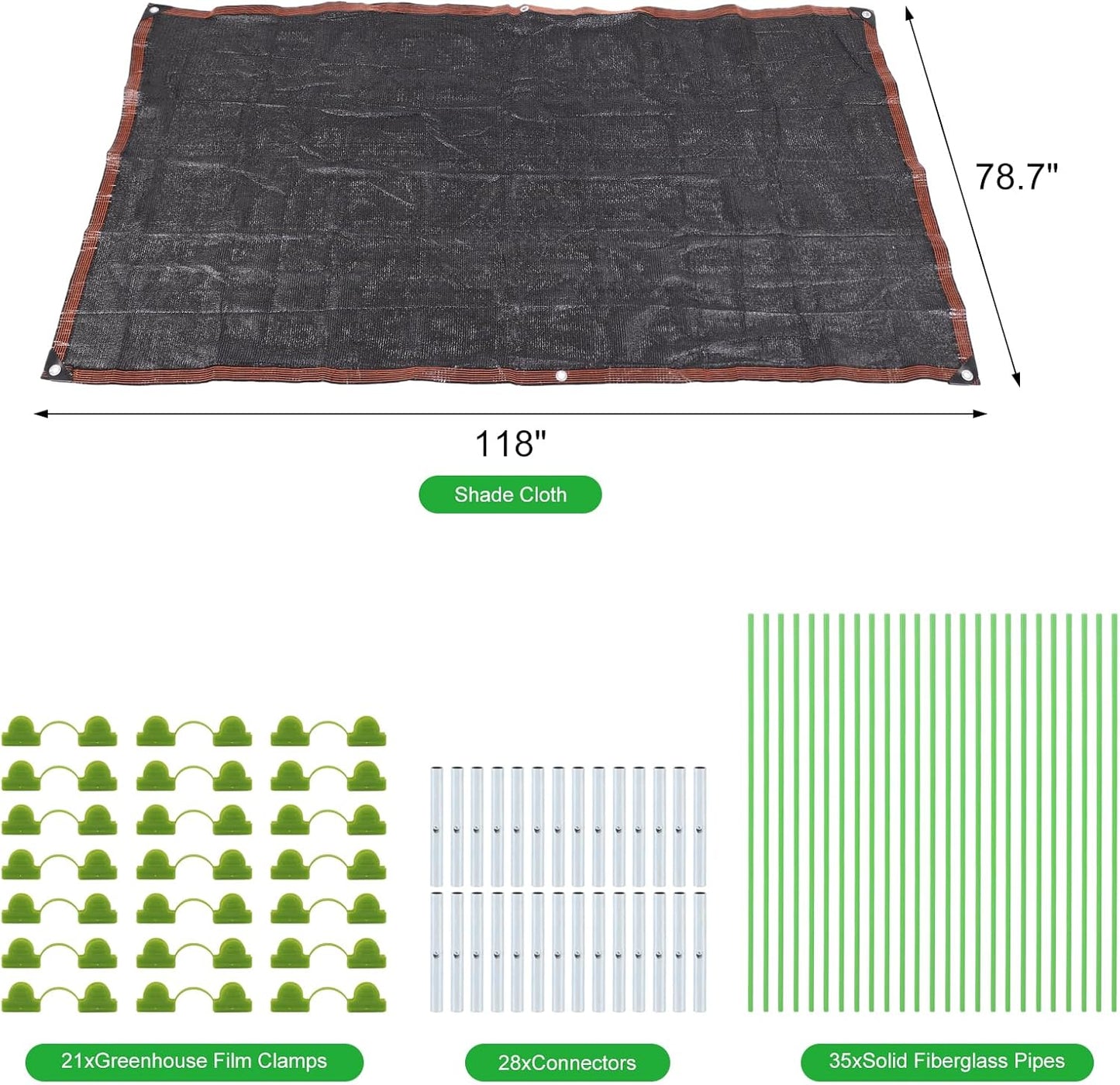 118"x78.7" Garden Shade Kit, 70% Garden Sun Shade Cloth with Hoops for Plants Heat Protection, Raised Garden Bed Shade Cover Plant Sun Shade for Outdoor Plants Vegetables