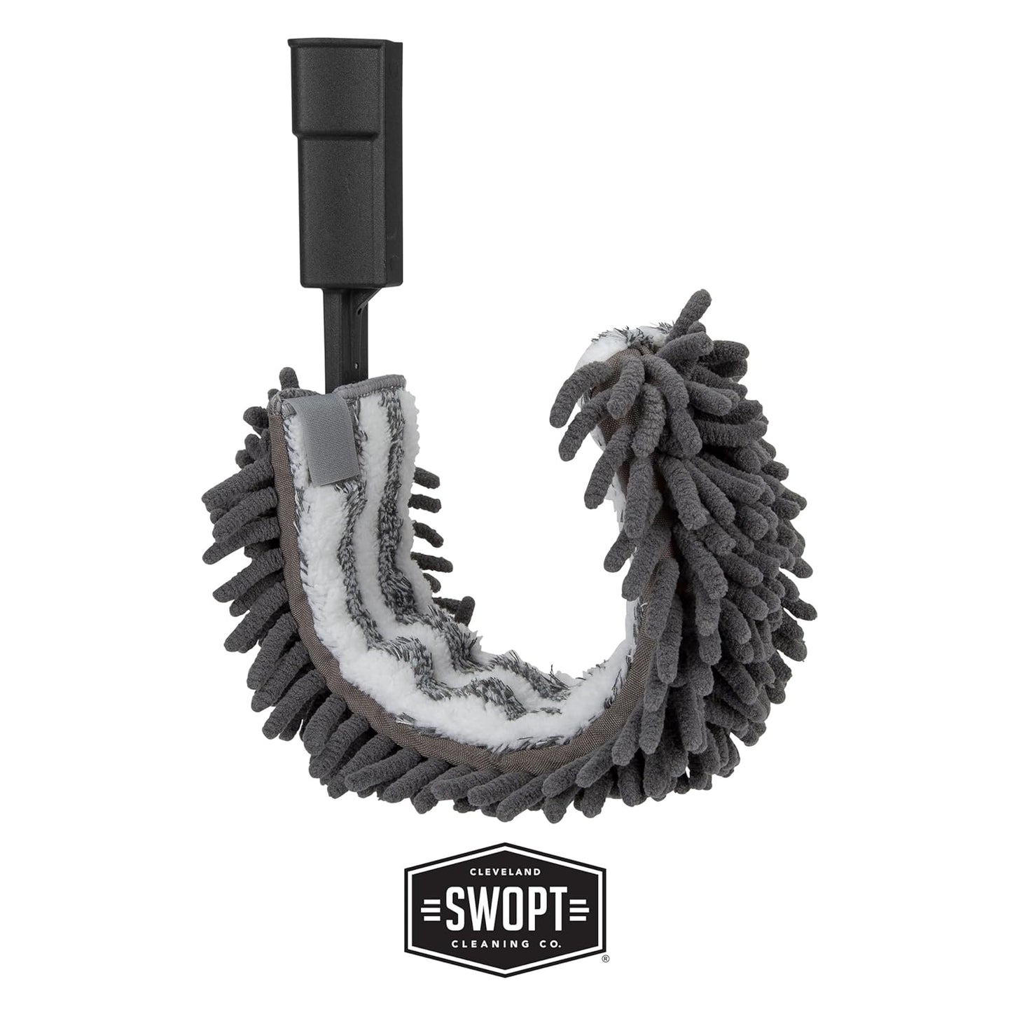 SWOPT 18” Microfiber Dust Mop, Microfiber Flexible Duster, Cotton Mop + 60" Steel Handle, Combo — Cleaning Heads With Long Handle Interchangeable With All SWOPT Cleaning Products — Machine Washable