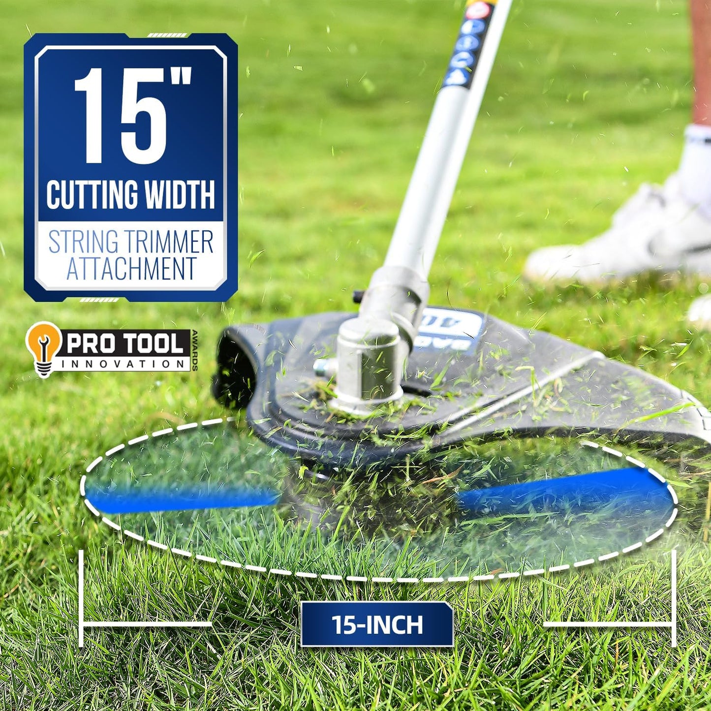 Wild Badger Power 40V Cordless Weed Wacker, String Trimmer/Edger, Hedge Trimmer and Brush Cutter Blade, Pole Saw, Attachment Capable 4-in-1 Multi-Tool Kit with 2 * 20V 4Ah Battery and 1 Charger, Blue