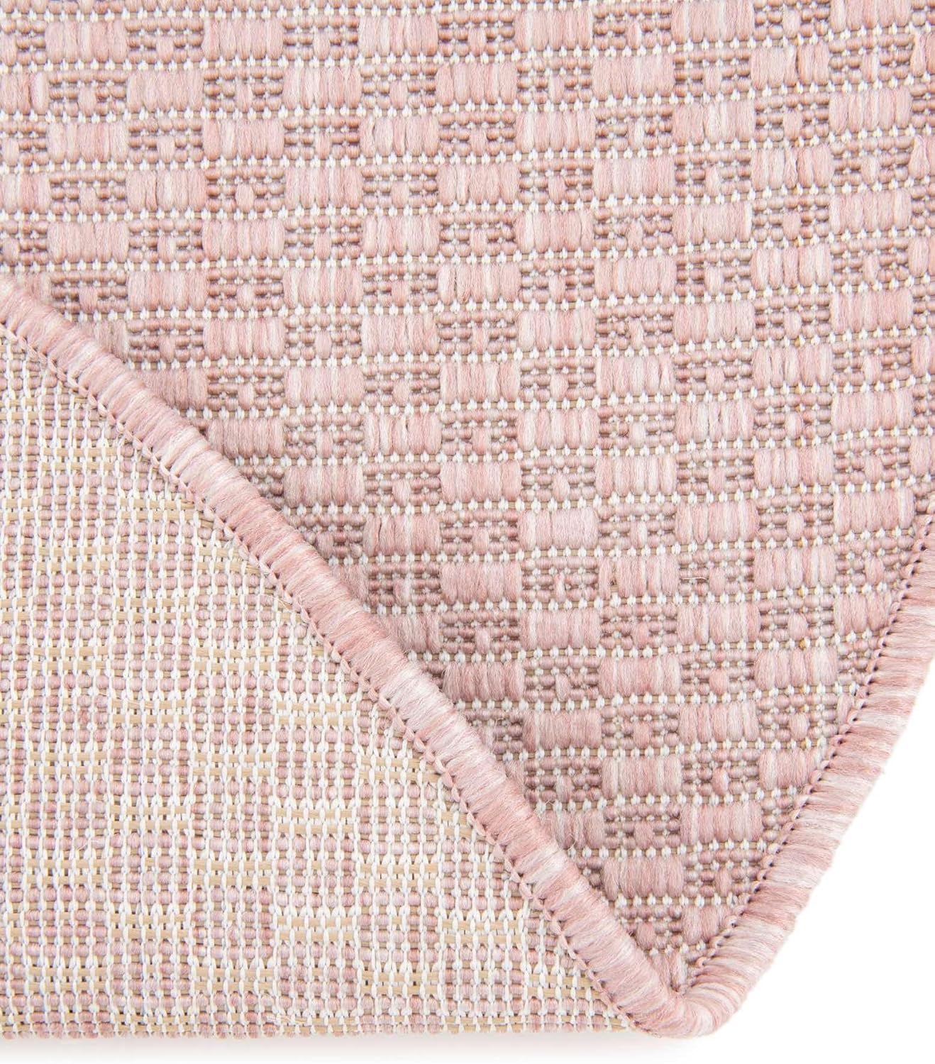 Unique Loom Collection Casual Transitional Solid Heathered Indoor/Outdoor Flatweave Area Rug (2' 2" x 3' 1" Oval, Whisper Pink/Ivory)