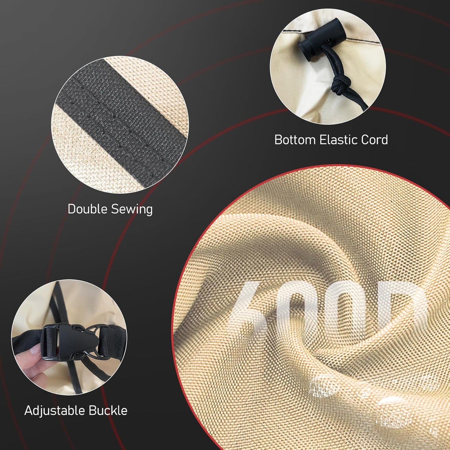 Fire Pit Cover Round 36 Inch - Outdoor Firepit Cover Waterproof & Heavy Duty, 600D Patio Fire Table Cover Gas Fire Pit Accessories Fade & Weather Resistant - 36 x 36 x 20 Inch