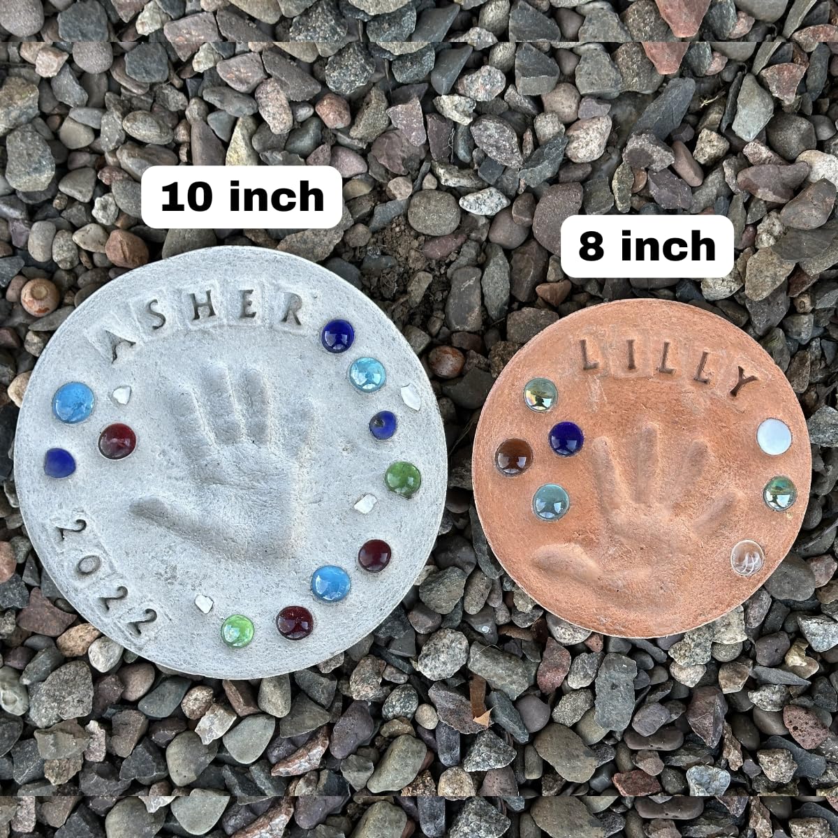 DIY Stepping Stone Kit with Color Pigment, Handprint Stepping Stone, Mother's Day Gift, Footprint Stepping Stone (8 Inch, Gray)