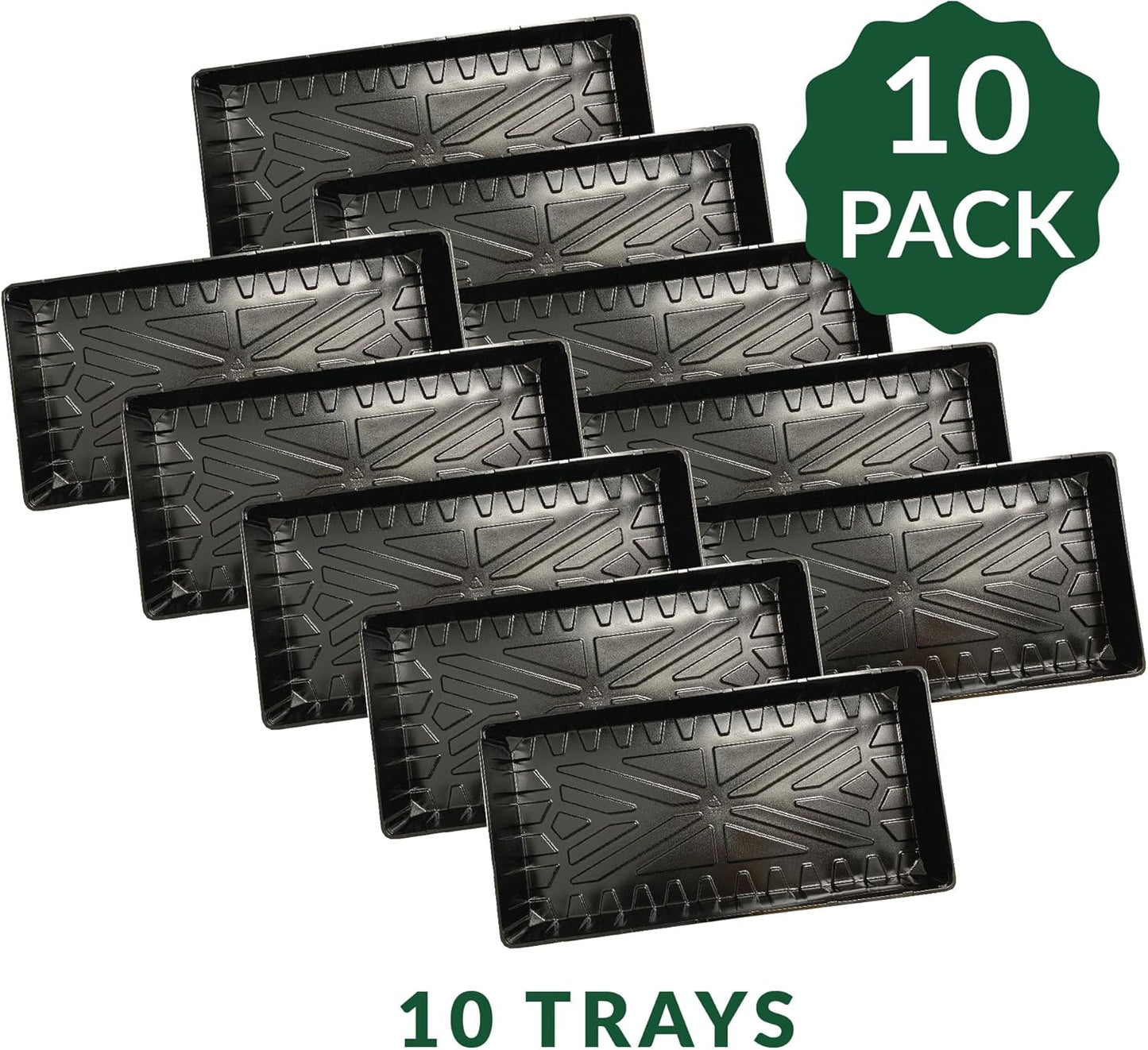 Jiffy Seed Starting Watertight Plastic Plant Tray, 10.75" x 21" - 10 Trays