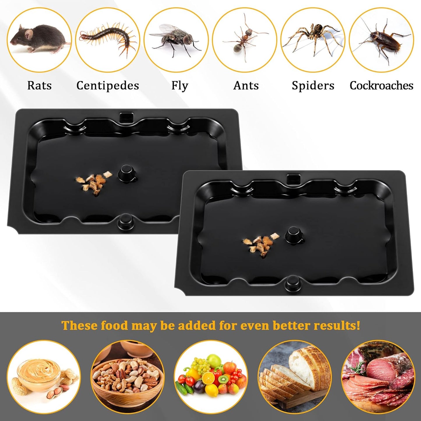 Qualirey 12 Pack Mouse and Insect Glue Traps, Strong Sticky Mice Traps Indoor for Home, Pre Scented Rodent Pads with Non Toxic Glue for House Garage, Ready to Use, Safe to Children and Pets (Black)