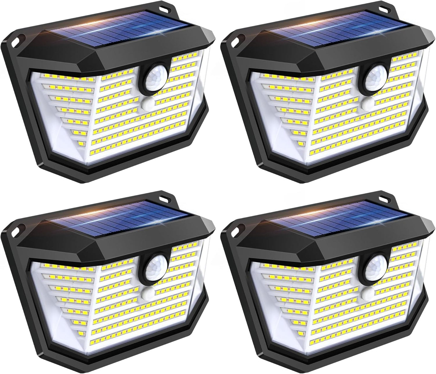 Solar Lights Outdoor Motion Sensor, 178 LED 300LM Waterproof IP65, Wall Mounted Security Light with 3 Modes, 270° Wide AngleWide Angle, Solar Powered for Garden, Yard, Patio, Front Door(4Pack)