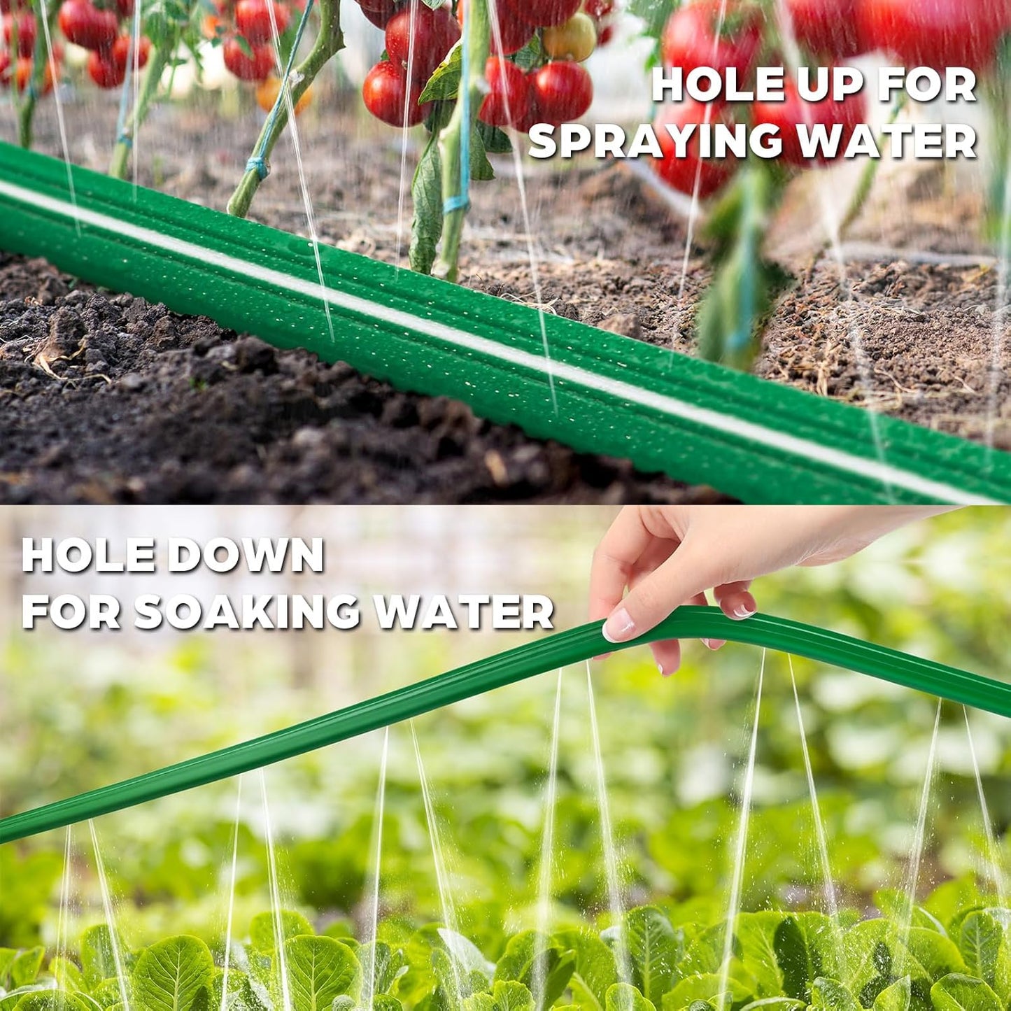 Jin&Bao Sprinkler Hose with Holes 75FT, Heavy Duty Watering Garden Hose, High-Efficiency Sprinklers System for Lawn and Garden with Staples