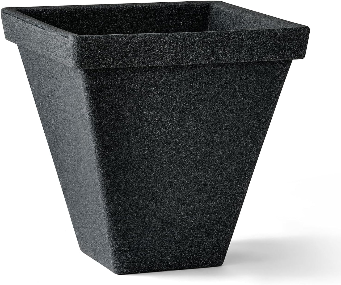 ARBORA 16" Mykonos Square Polyresin Indoor and Outdoor Planter with Classic Black Finish - Durable, Weatherproof, Lightweight, Large Plant Pot for Patio, Garden, Deck, Entryway