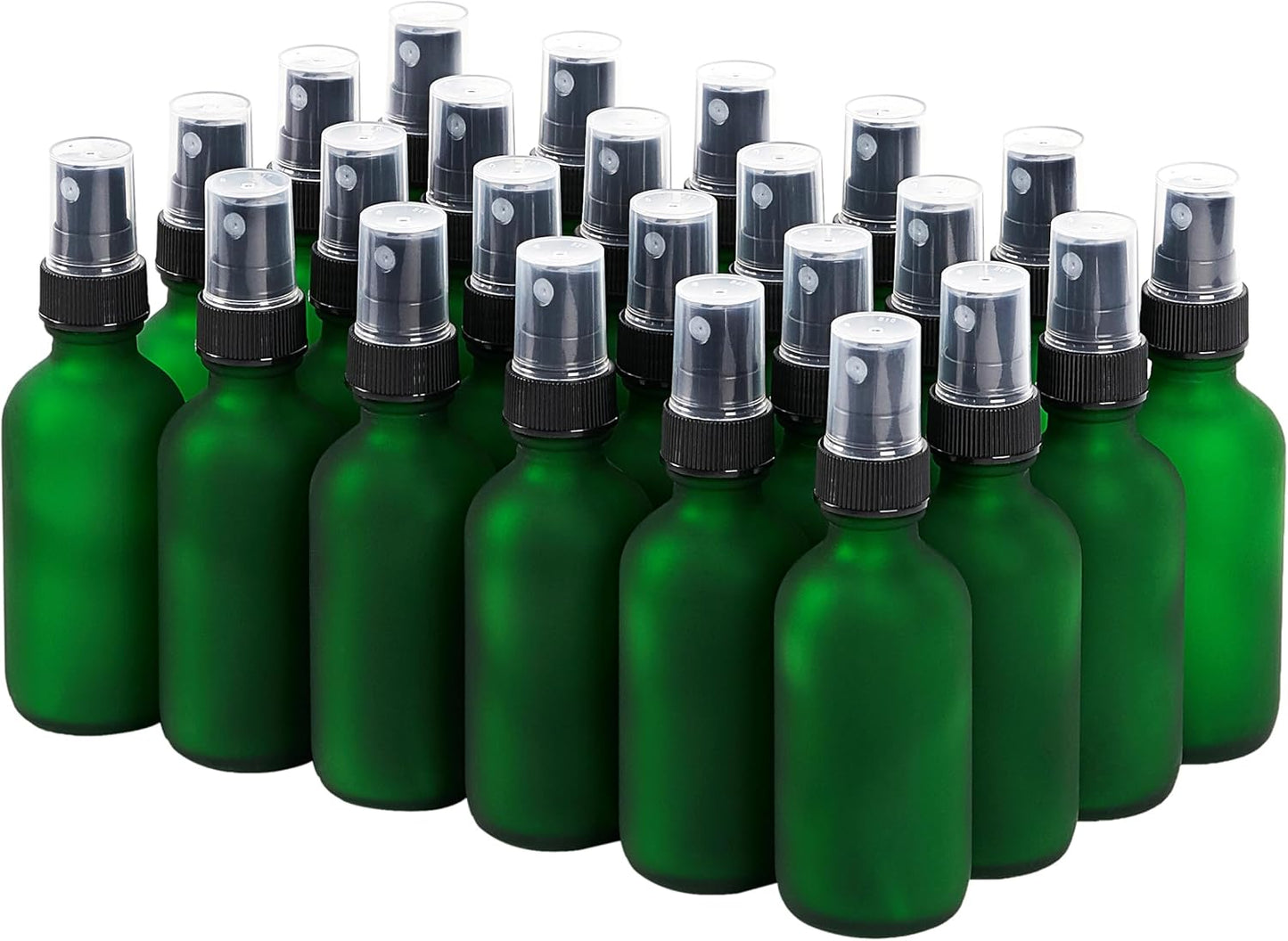 2 oz Glass Spray Bottles, Reusable Fine Mist Sprayer Small Spray Bottle, Preety Frosted Texture, Leak-Proof Design, Perfect for Travel, Skin Care, Perfumes (Green-Frosted, 2oz-24pcs)