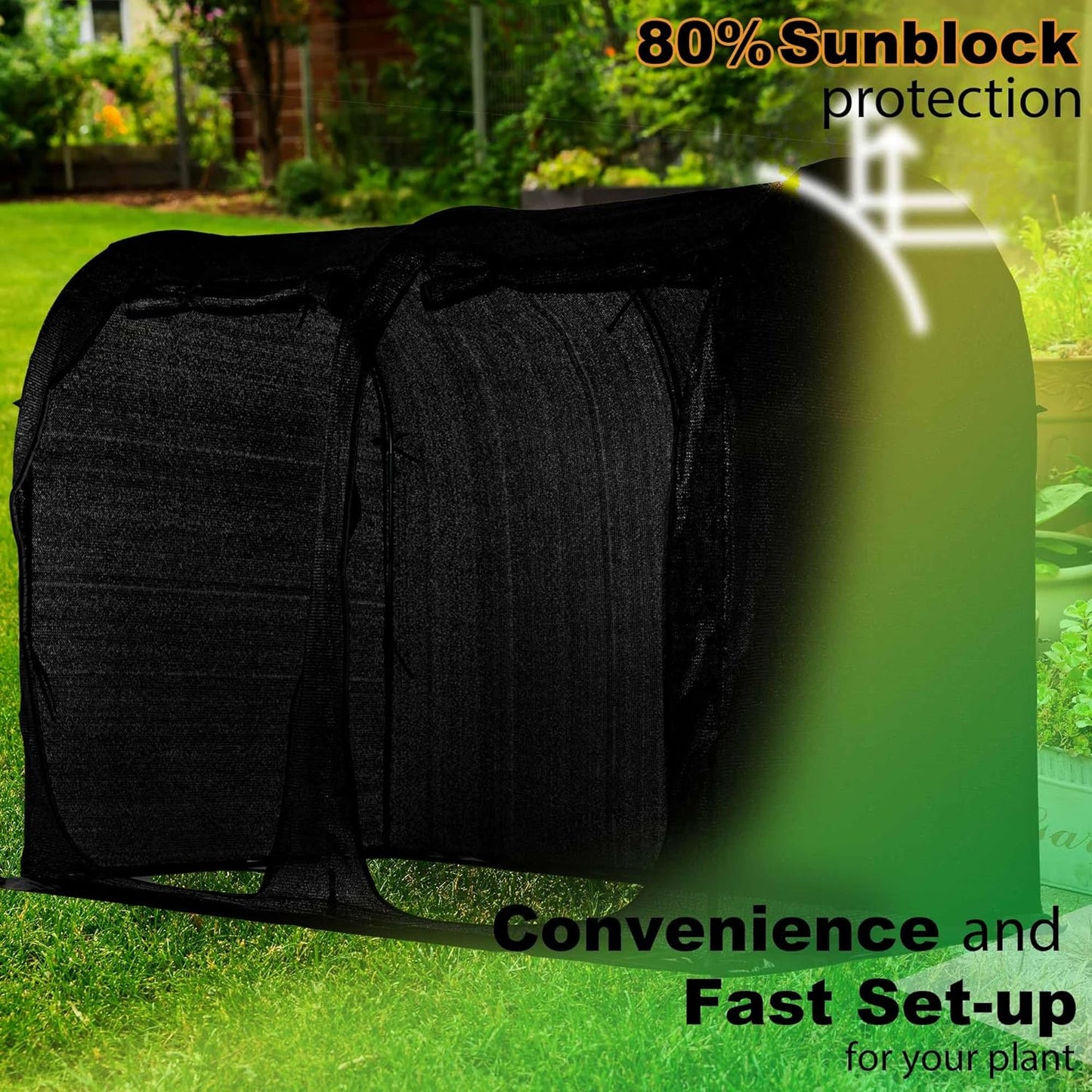 Large Tunnel 8.2'x4' Sunshade Cloth Gardening Net,Easy Set up 6FT Tall Crops Shade Net Cover, UV Resistant Plant 80% Sunblock Net for Vegetables,Fruits and Mini Flower Pot with Stakes and Carry