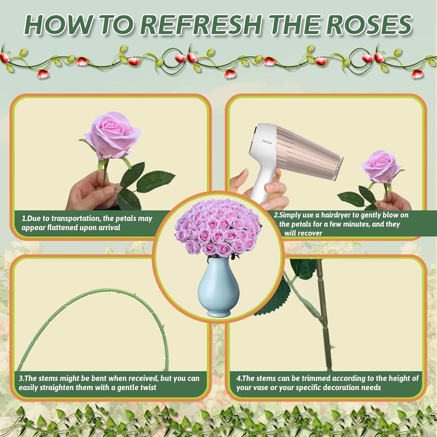 30 PCS Fake Pink Roses, Artificial Flowers Bulk Realistic Silk Faux Rose with Stems for Wedding Decoration Bridal Bouquet Birthday Celebrations DIY Floral Arrangement Home Decor