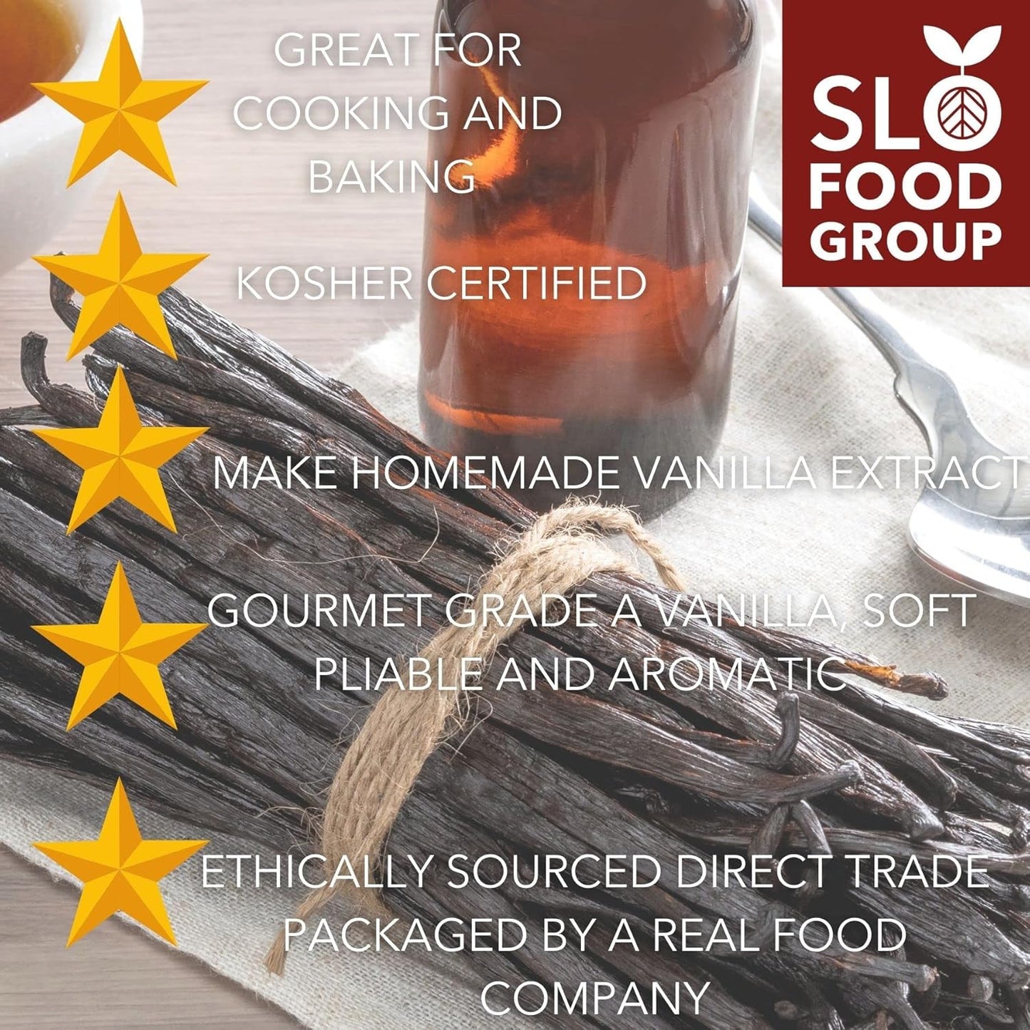 Slofoodgroup Gourmet Vanilla Beans -10 Count Grade A Vanilla from Uganda - Bourbon Vanilla for Cooking, Baking and Homemade Vanilla Extract