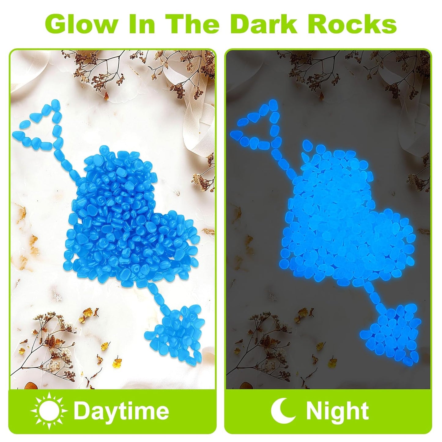 1000pc Glow in The Dark Blue Stones Blue Rocks for Garden Luminous Pebbles Glow Stones Glowing Rocks Outdoor Luminous Stone for Fish Tank Garden Patio Aquarium Walkway Driveway,Blue