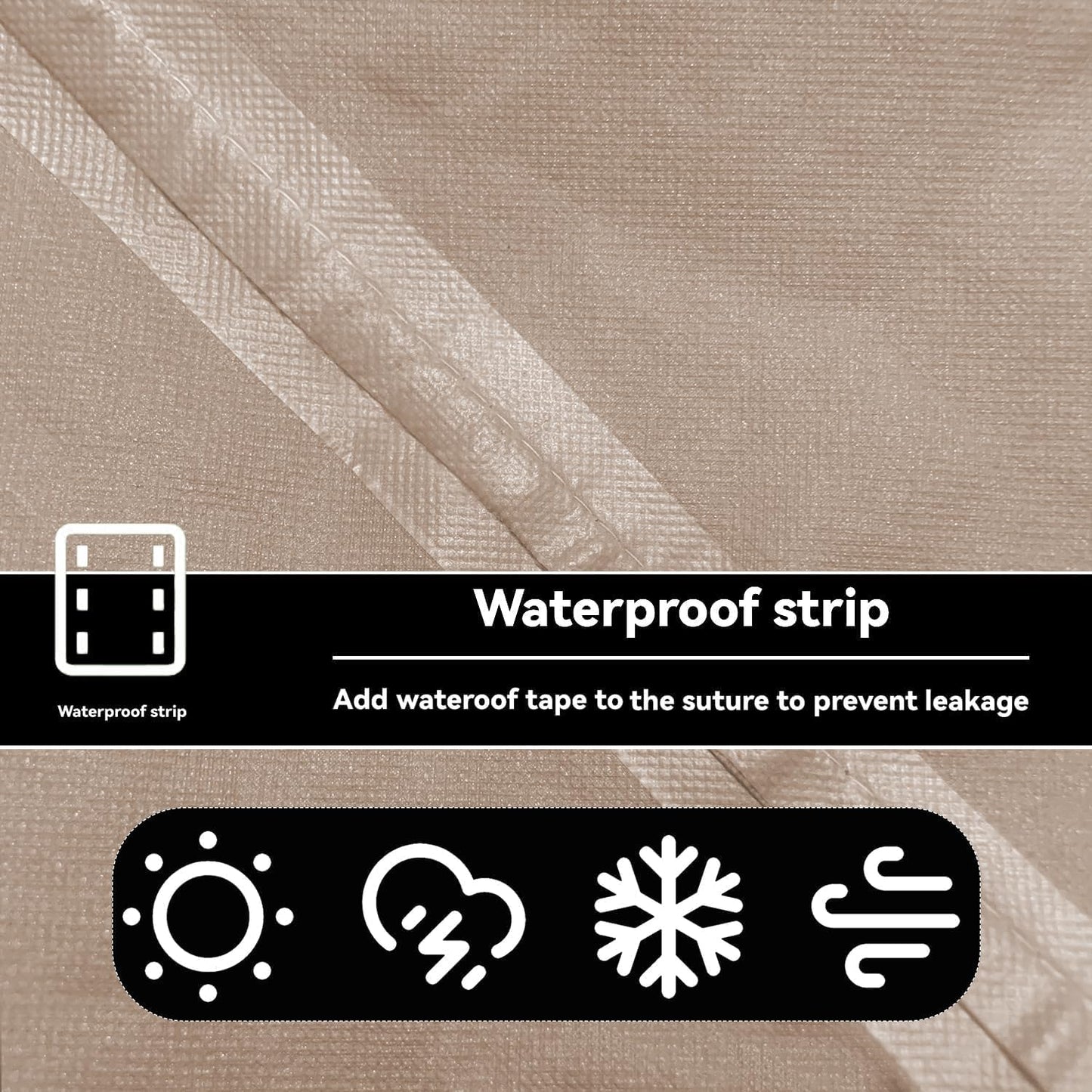 Outdoor Prep Table Cover -Khaki Heavy Duty Waterproof Cover for PC3404S Rolling Dining Table Compatible with 46 inch Outdoor Utility Cart