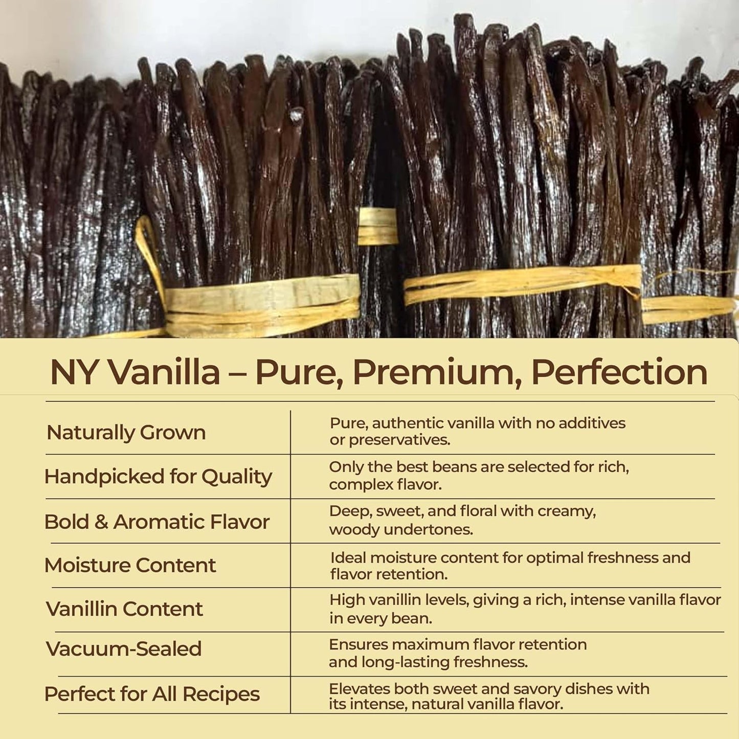 50 Vanilla Beans Grade A+, | Gourmet Whole Vanilla Bean Pods For Making Extract & Baking, Cooking & Homemade Extract| ~6-8 inches, Non-GMO. By NYVanilla