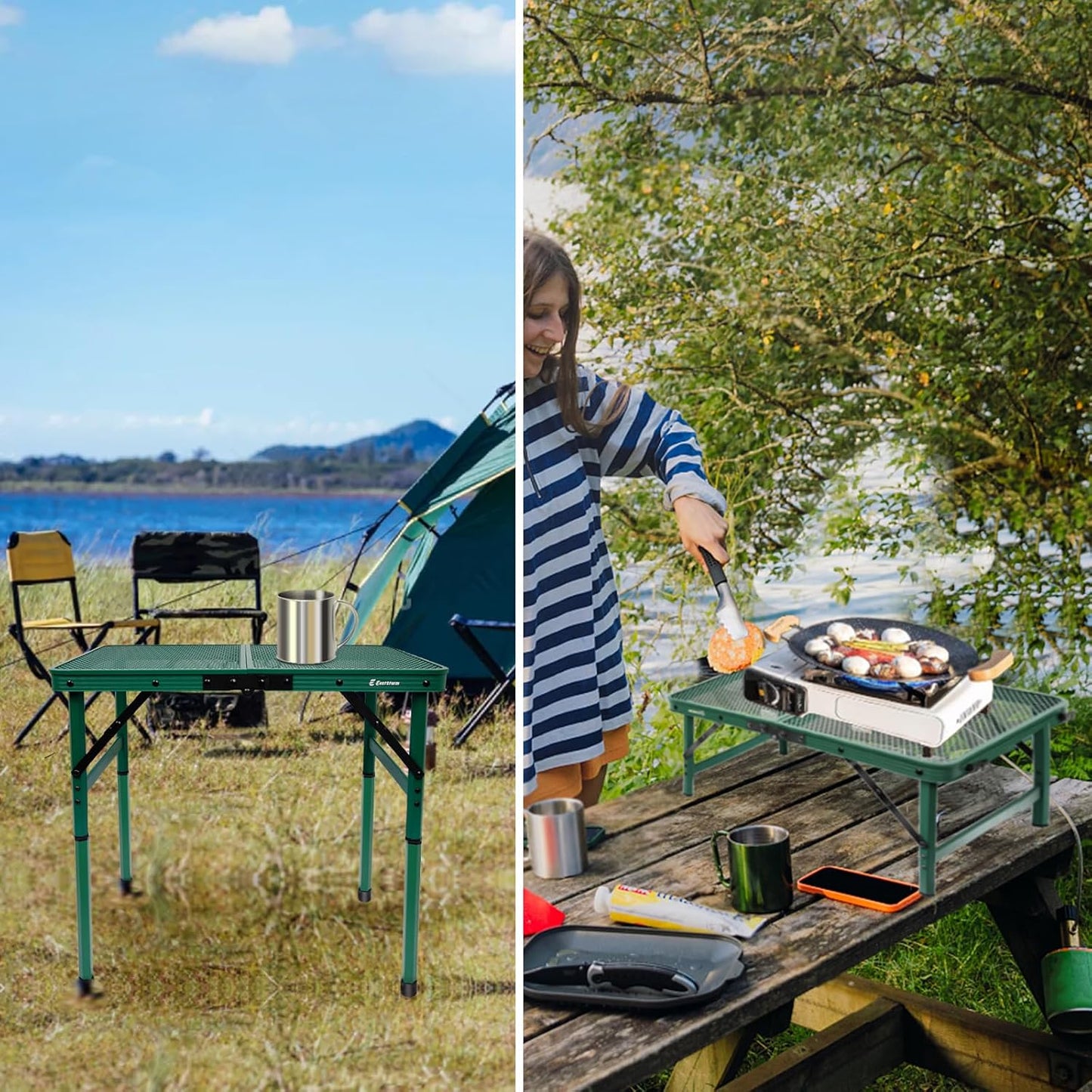 Small Folding Table, Easy for Storage, Compact and Portable Picnic Table for Grill, Outdoor Camping, Garden, Patio, Dining, BBQ, Party, Market, 2Ft (Small, Green)