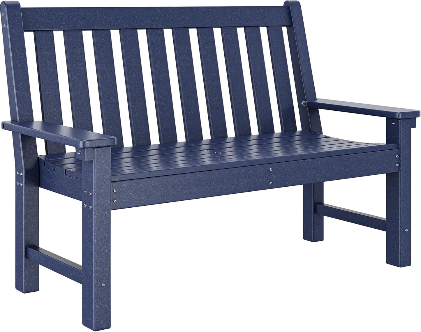 YITAHOME Garden Bench, All Weather Outdoor Bench for 2-3 Persons, Fade/Rot Resistance Patio Benches for Park, Porch, Patio & Backyard (Navy)