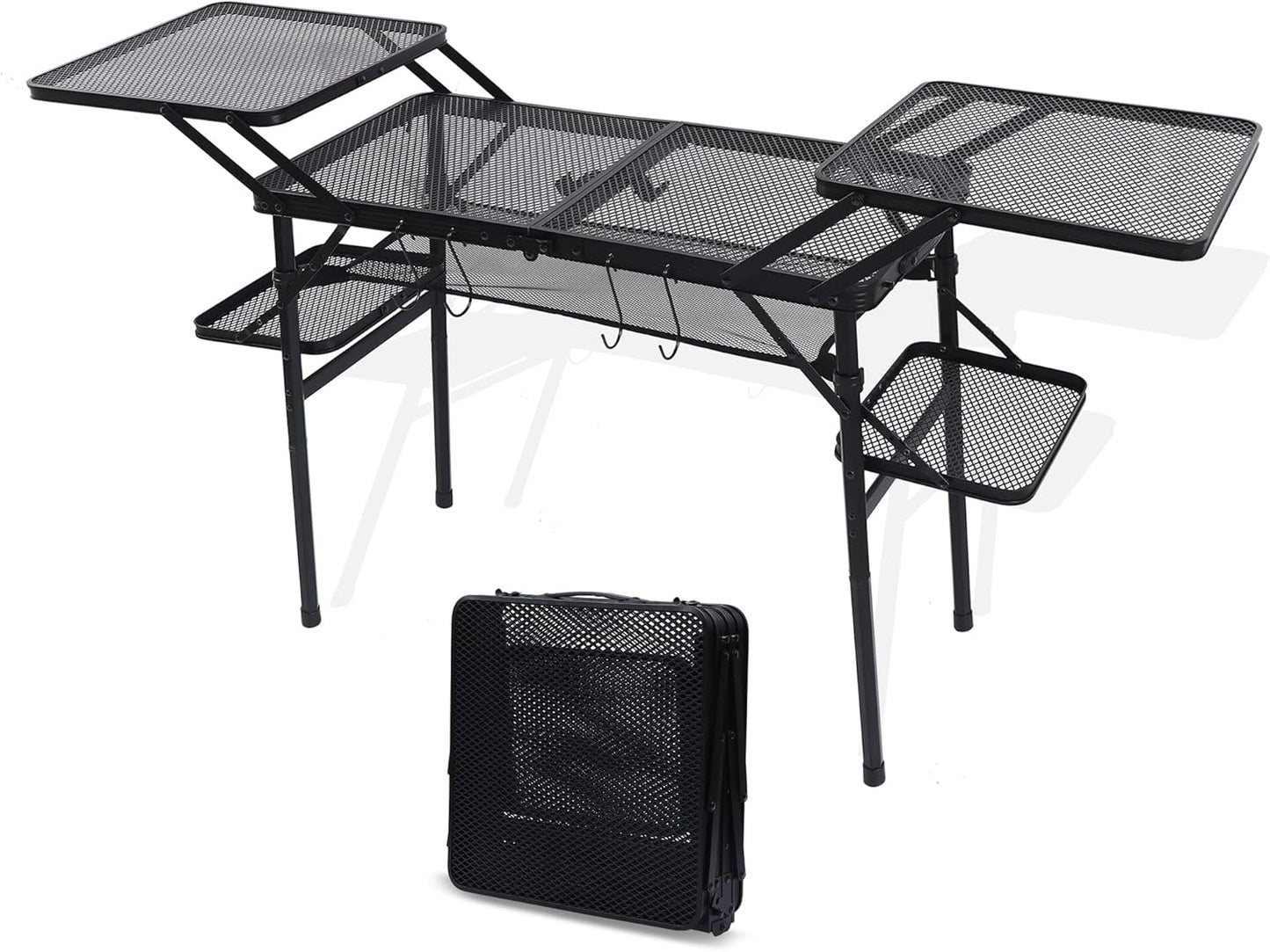 Nice C Camping Table, Compact Folding Table, Grill Table, Outdoor Tables, Camping Tables That Fold Up Lightweight, with 4 Side Tables & Mesh Net for BBQ, Camping