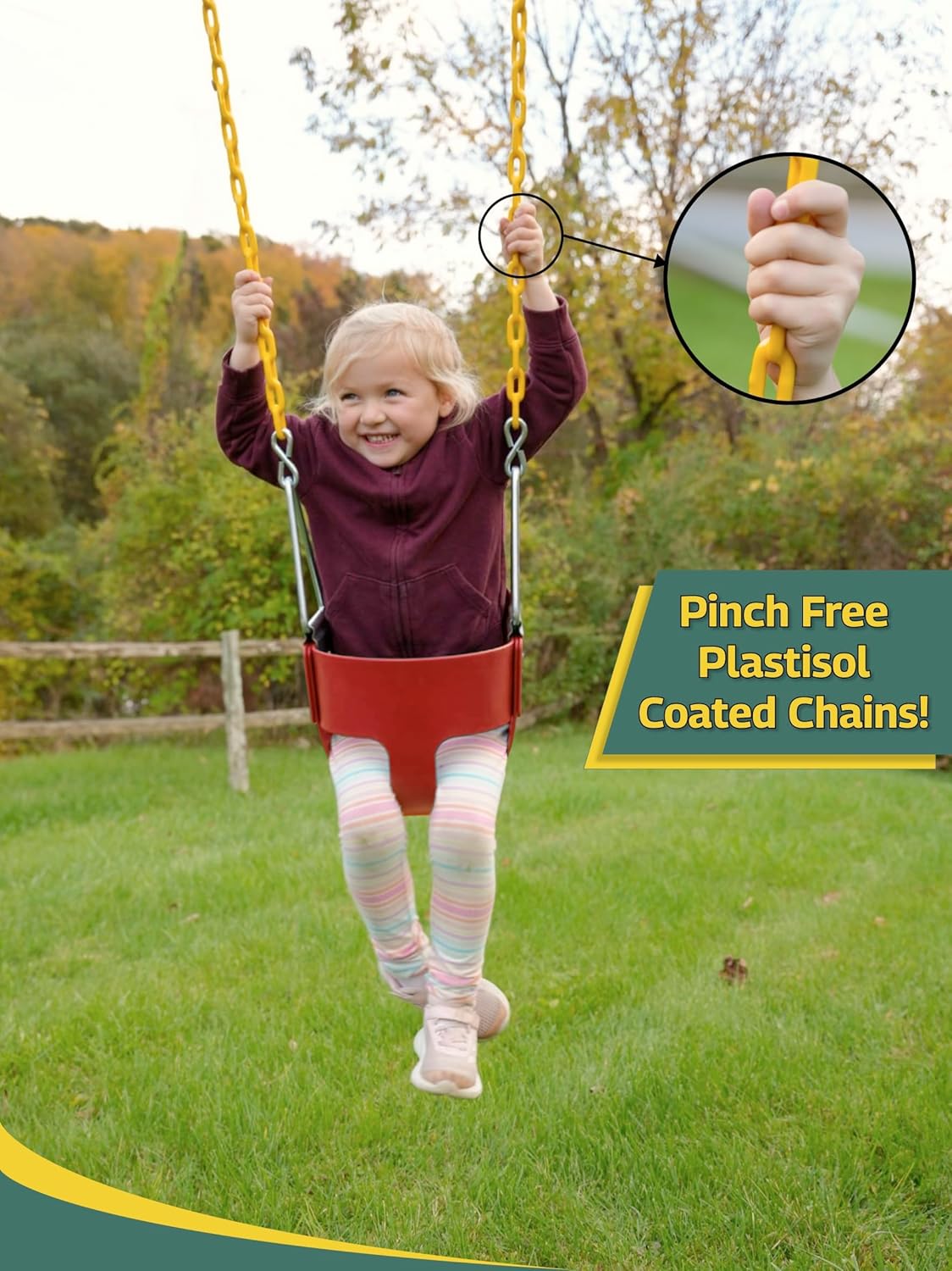 Eastern Jungle Gym Heavy-Duty High Back Full Bucket Toddler Swing Seat | Coated Chains Fully Assembled | Red Swing Set Accessory