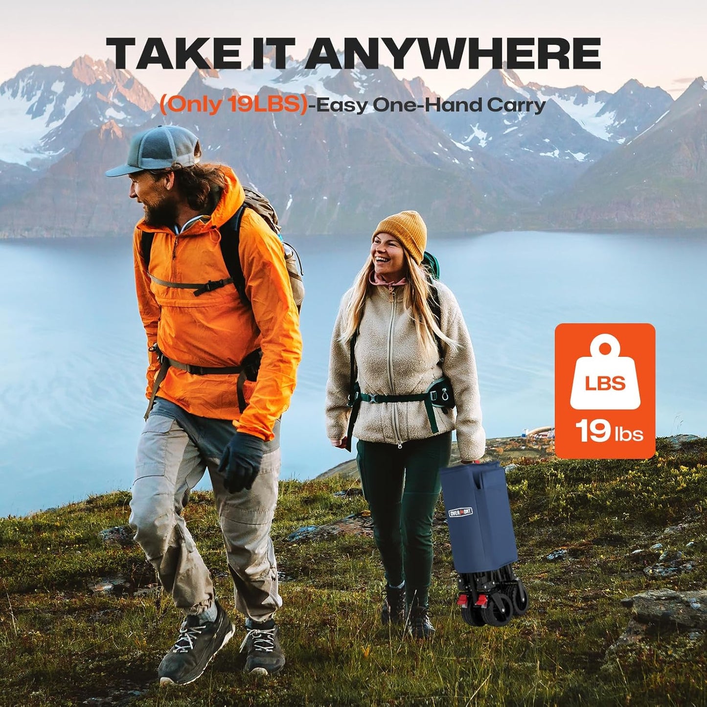 Overmont Collapsible Wagon Cart with Wheels - 180L Foldable Heavy Duty Wagon with Big All-Terrain Wheels - 330Lbs Weight Capacity with Side Pockets for Camping Sports Garden Grocery Shopping Blue