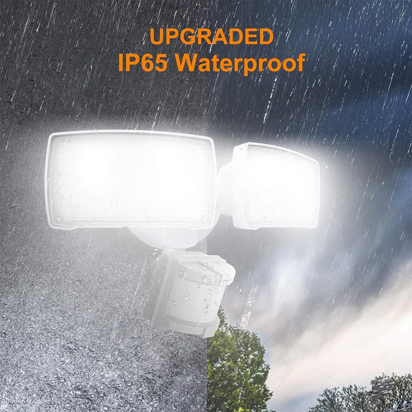 LEPOWER LED Motion Sensor Security Lights Outdoor, 30W 3200LM, 5500K, IP65 Waterproof, 2 Head Motion Detector Flood Light for Garage, Yard, Porch, White (NOT Solar Powered)