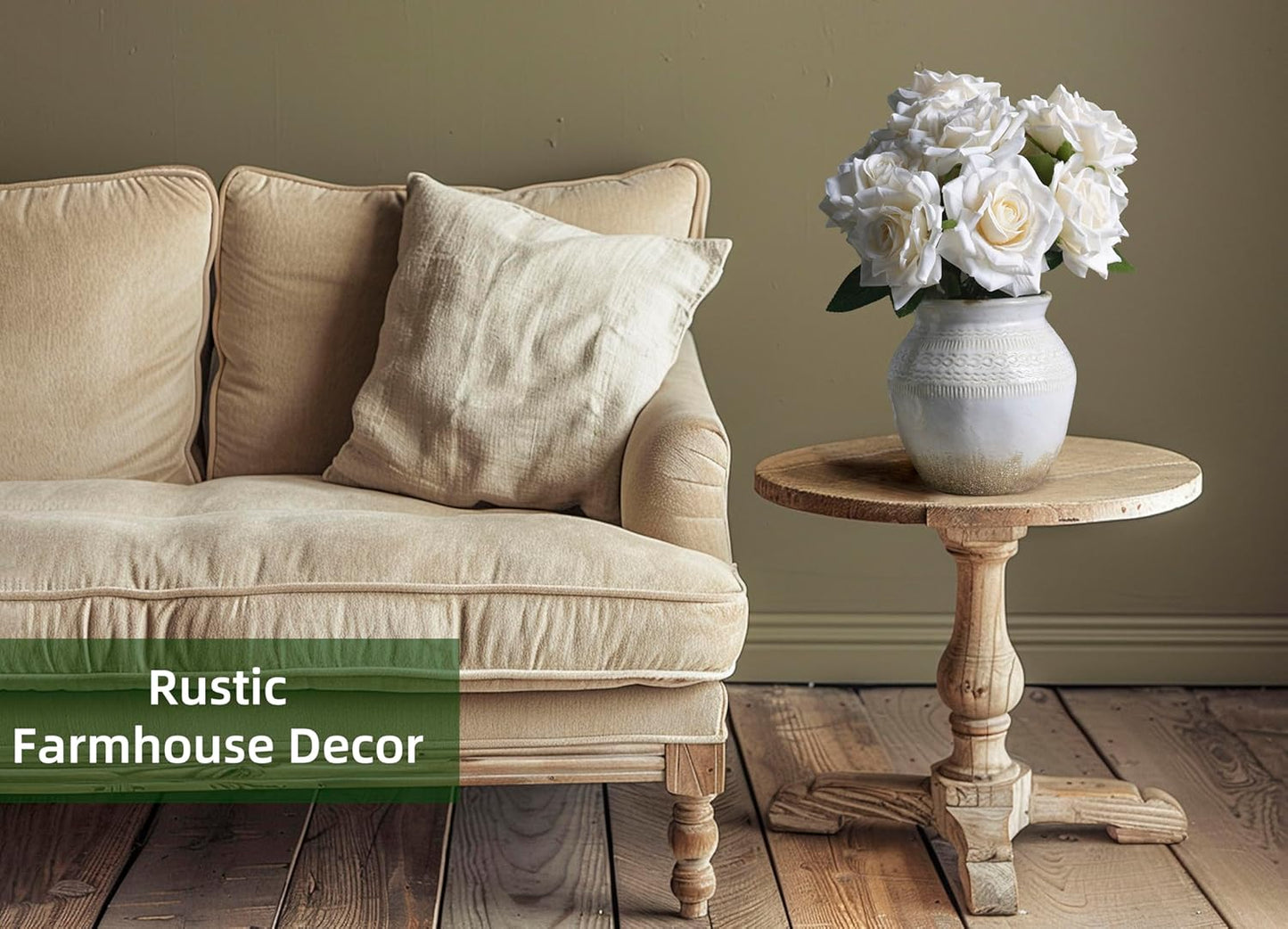 Quoowiit Ceramic Rustic Farmhouse Vase, White Distressed Flower Vase for Home Decor, Boho Decorative Vases for Centerpiece Table Decorations, Vases for Living Room Kitchen Entryway Mantle Shelf Decor