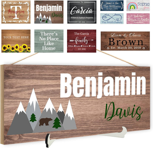 Custom Wood Sign Prsonalized Text Business Home Decor, Personalized Rustic Plaque Board Hanging Wooden Name Sign for Wall Art, Customized Signs Plank Decoration Gifts for Wedding Family Farmhouse Kitchen, Rectangle