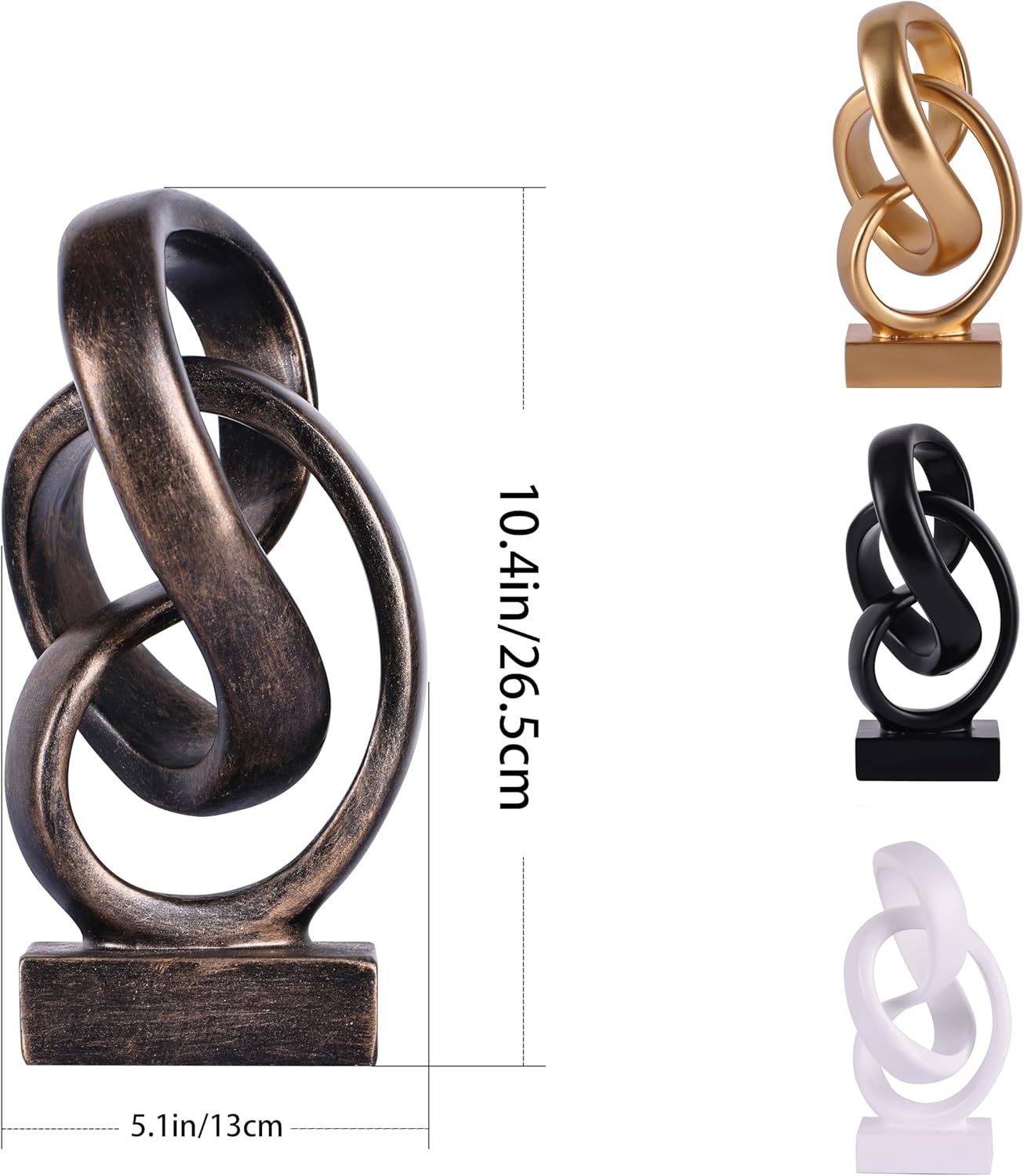 Modern Abstract Knot Sculpture, Artistic Mobius Inspired Resin Decor, Elegant Home and Office Decor, Perfect for Shelves, Desktops, and Mantles, Ideal Gift for Birthdays, Housewarmings (Bronze)