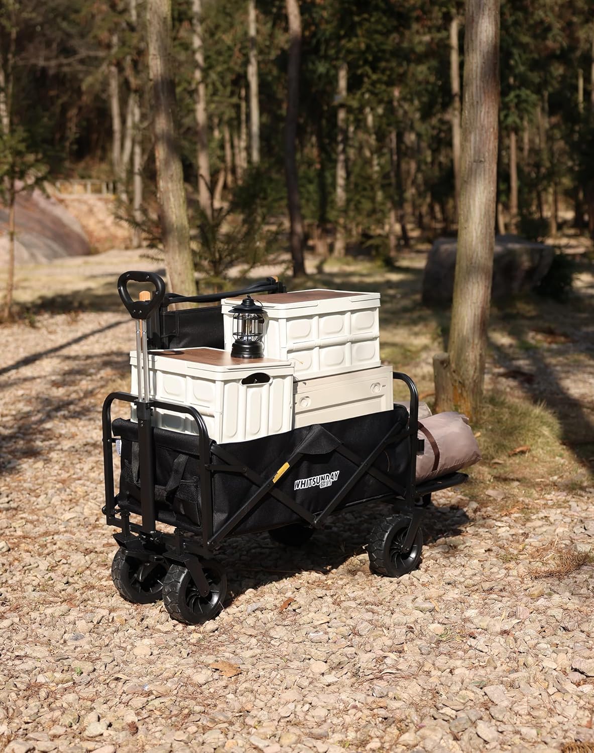 Whitsunday Collapsible Wagon with Tailgate for Camping Outdoor (Green, No Table)