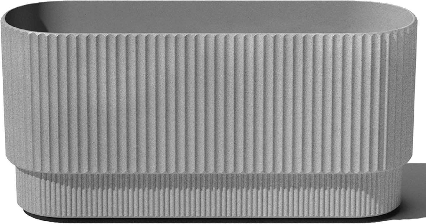 Veradek Demi Series Long Planter for Porch, Patio, Backyard | Durable Plastic-Concrete Material | Modern Décor for Shrubs, Flowers