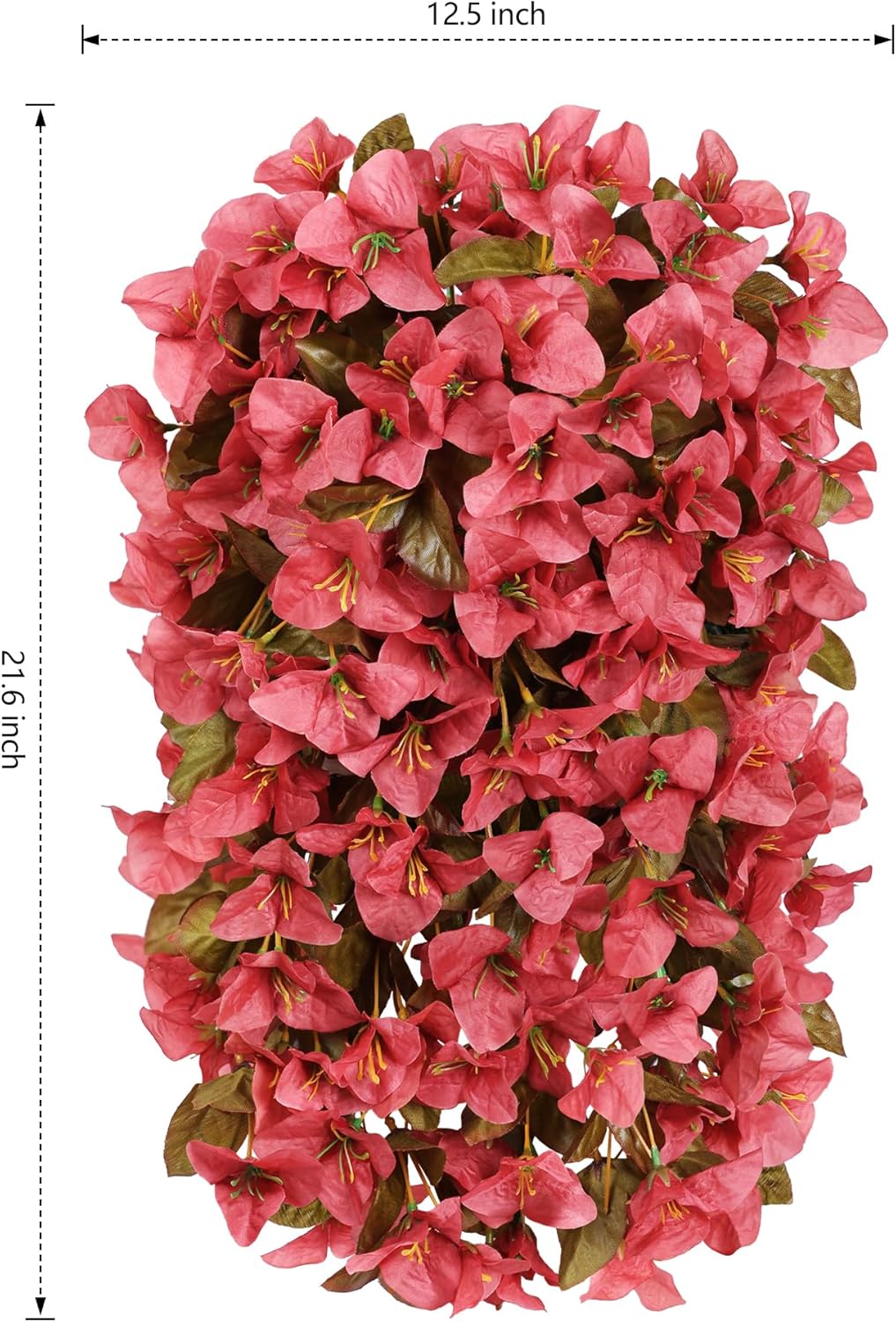 Bougainvillea Artificial Fall Hanging Flowers Plants for Outdoors Autumn Decoration, 2pcs Faux Bougainvillea Vines Red Fake Flowers Realistic UV Resistant Silk Flowers for Outside Planter Yard Home