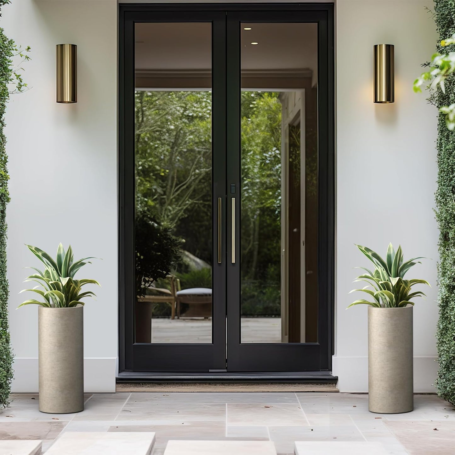 Kante 18.9 Inch Tall Cylindrical Planter, Large Round Plant Pots with Drainage Hole, Made with Concrete, Suitable for Indoor Outdoor Plants, Home Decor, Weathered Concrete