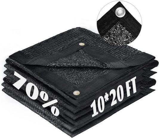 LOVE STORY 10x20FT 70% Black Shade Cloth Sun Shade Net with Grommets Sunblock Net Mesh Tarp for Garden,Plants Cover,Greenhouse and Patio