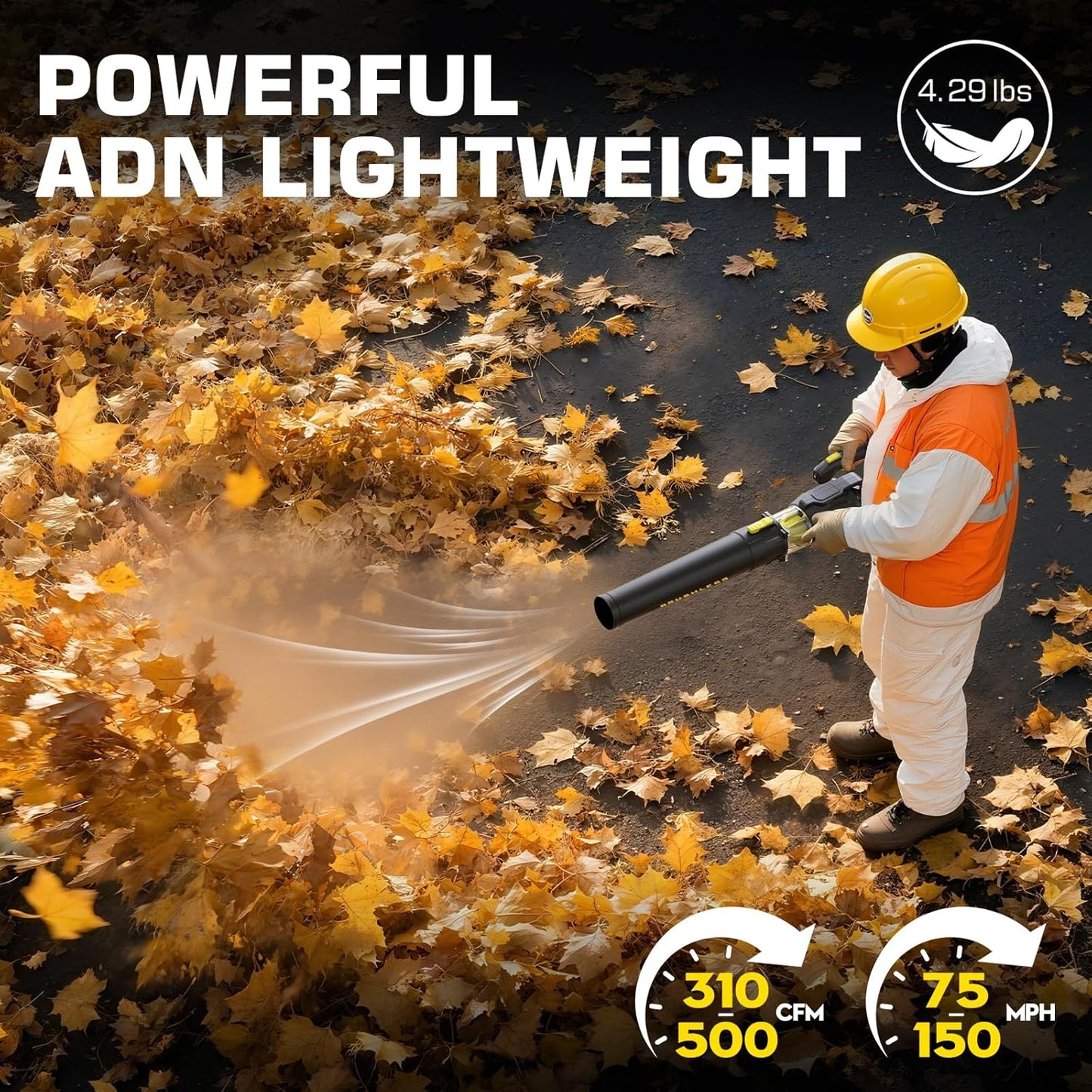 Leaf Blower for Dewalt 20V Battery, Brushless Blower with Variable 5-Speed, Turbo, 0-90° Adjustable Handle, 500 CFM 150-MPH Blowers for Lawn Care, Patio Cleaning (Battery Not Included)