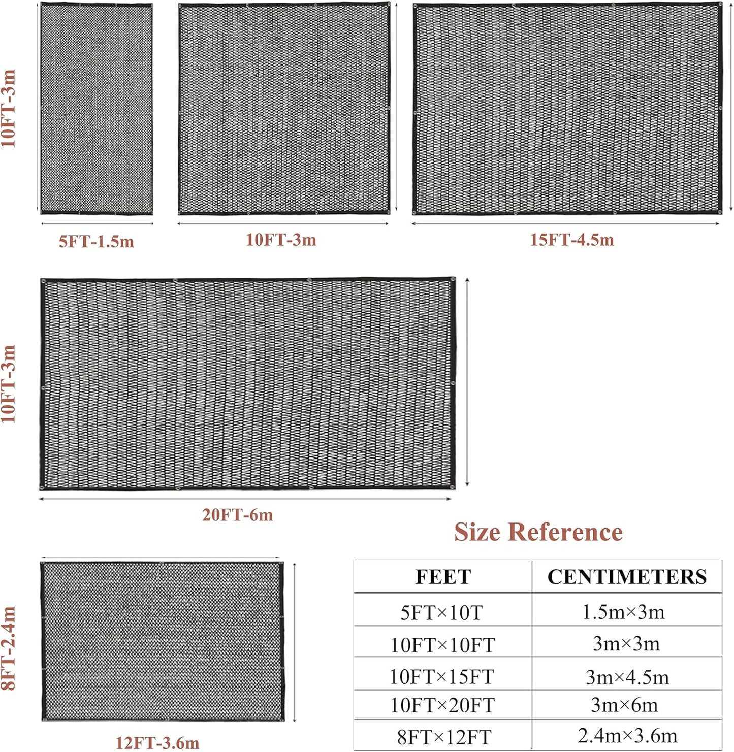 Garden expert 50% Black Shade Cloth 8x12FT Taped Edge with Grommets Sun Net Mesh for Garden Patio Backyard UV-Resistant