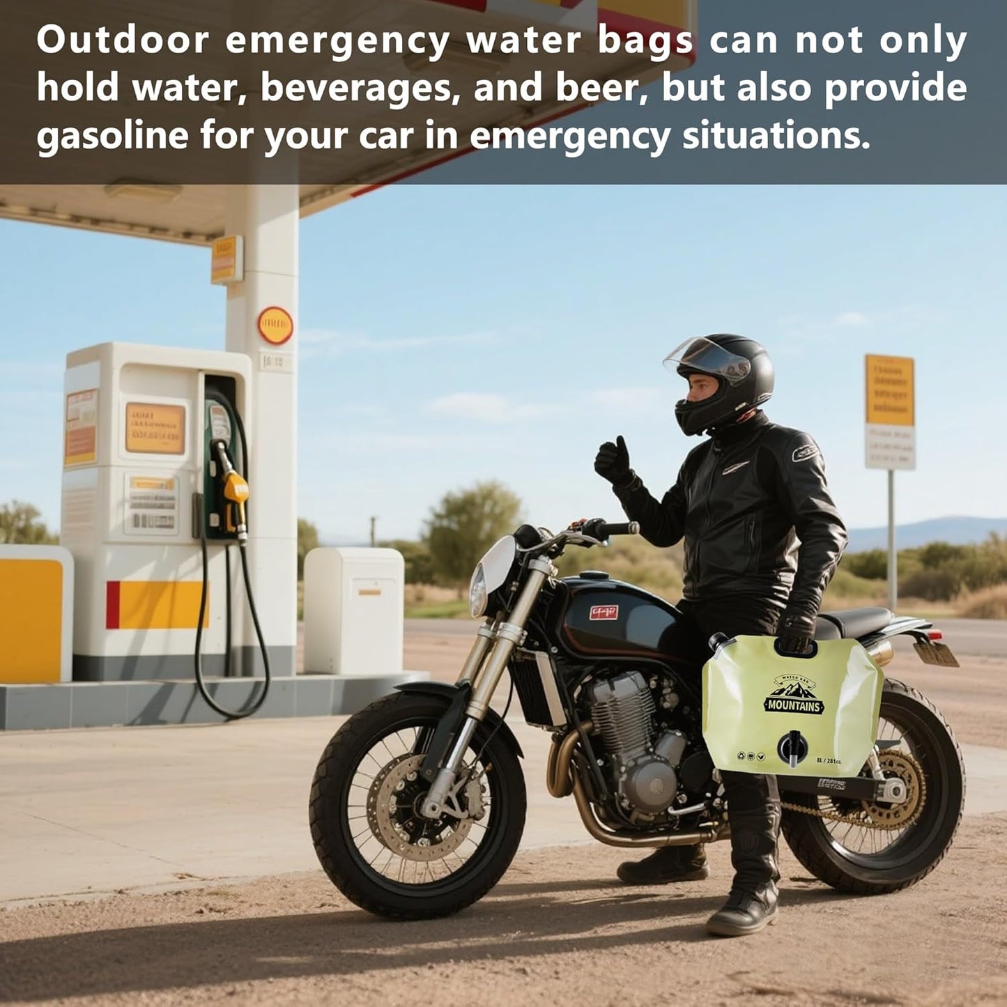 Collapsible 8L Water Storage Bag, BPA-Free Portable Folding Water Jug with Adjustable Faucet, Leakproof Emergency Water Bag for Camping, Hiking, Riding, Outdoor Sport (BEIGE & GREEN, 2)