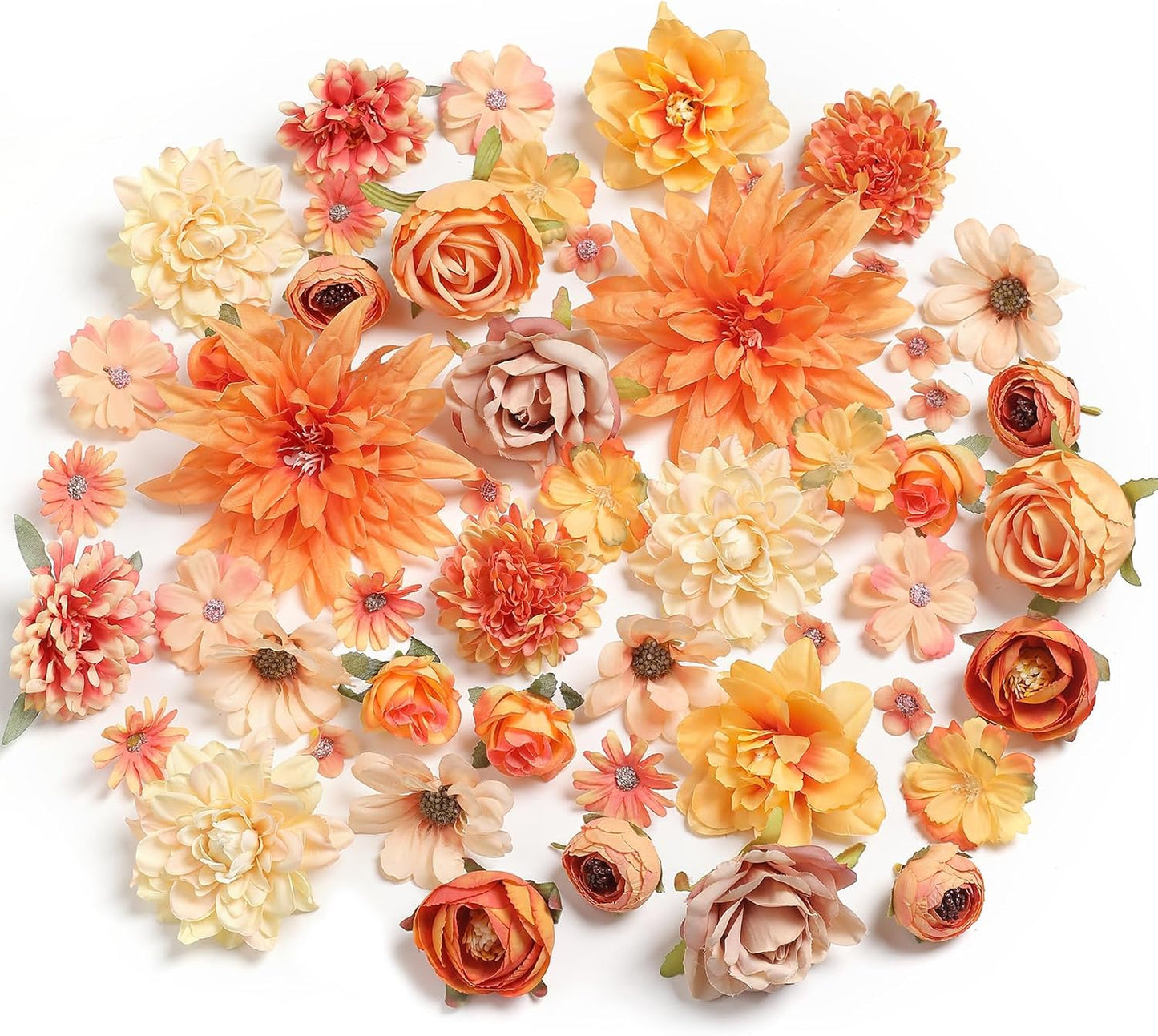 YYHUAWU Faux Flower Heads Mini Artificial Flower Heads Fake Peony Daisy Rose Flowers Multicolor Small Silk Daisy Flower Heads for Craft Garland Wedding Party DIY Home Decoration