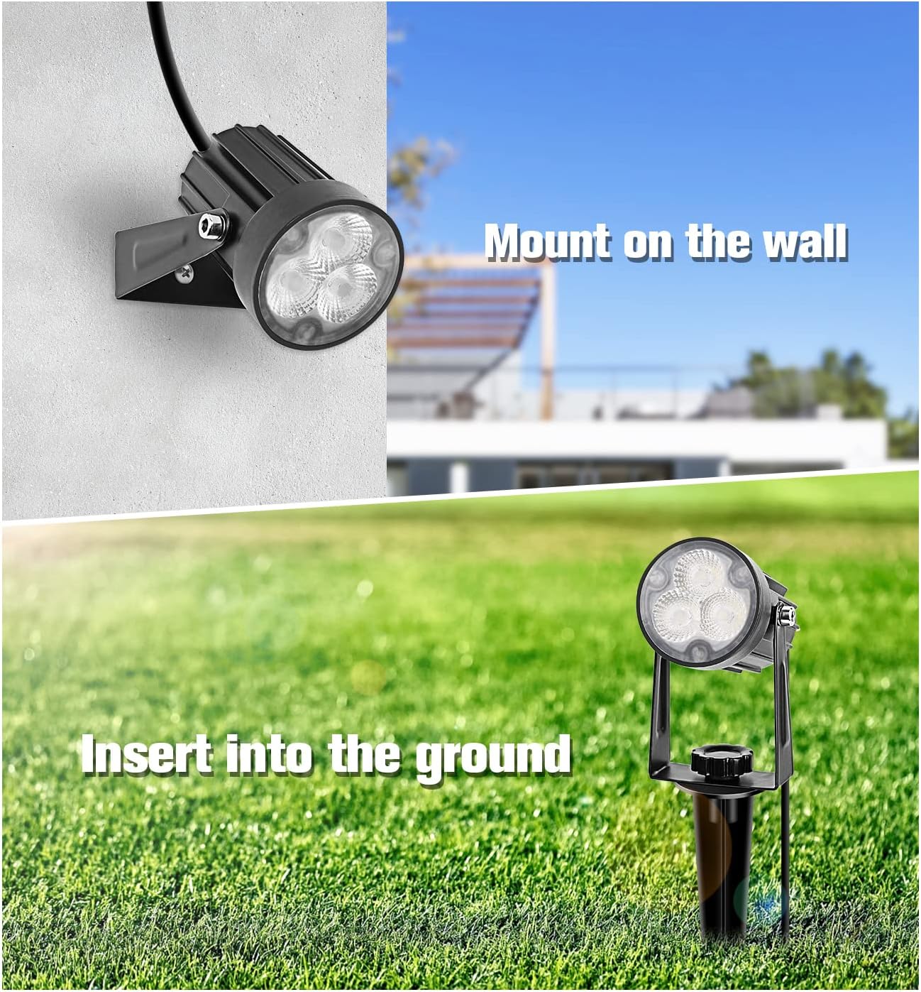 APONUO Metal Outdoor Solar Landscape Lights, Waterproof Spotlight 6-in-1 for Yard Landscape Lighting, Auto On/Off for Pathway, Driveway, Patio (Warm White)